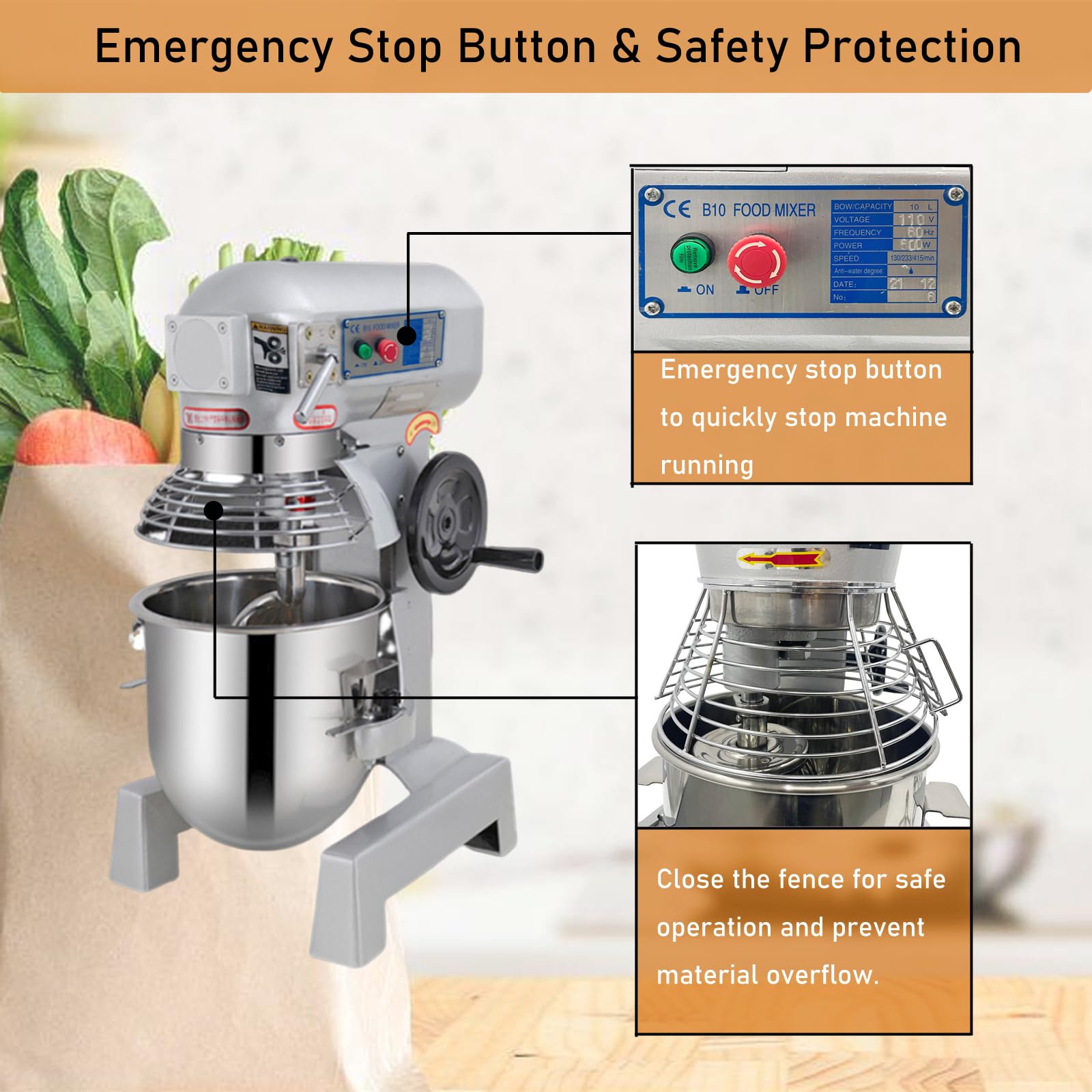 INTBUYING 15L Commercial Food Mixer - Heavy Duty Dough Kneading Machine, 304 Stainless Steel Stand Mixer with Dual-Speed & Double-Action | Perfect for Bakeries, Restaurants & Commercial Kitchens