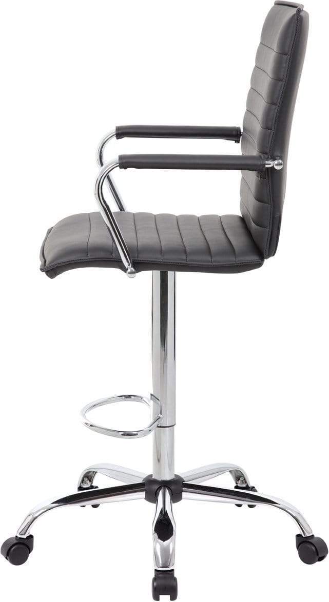 Boss Vinyl Ribbed Drafting Stool [B16533C BK] - Adjustable Height Bar Stool for Office, Kitchen, or Studio - Comfortable & Durable Seating Solution