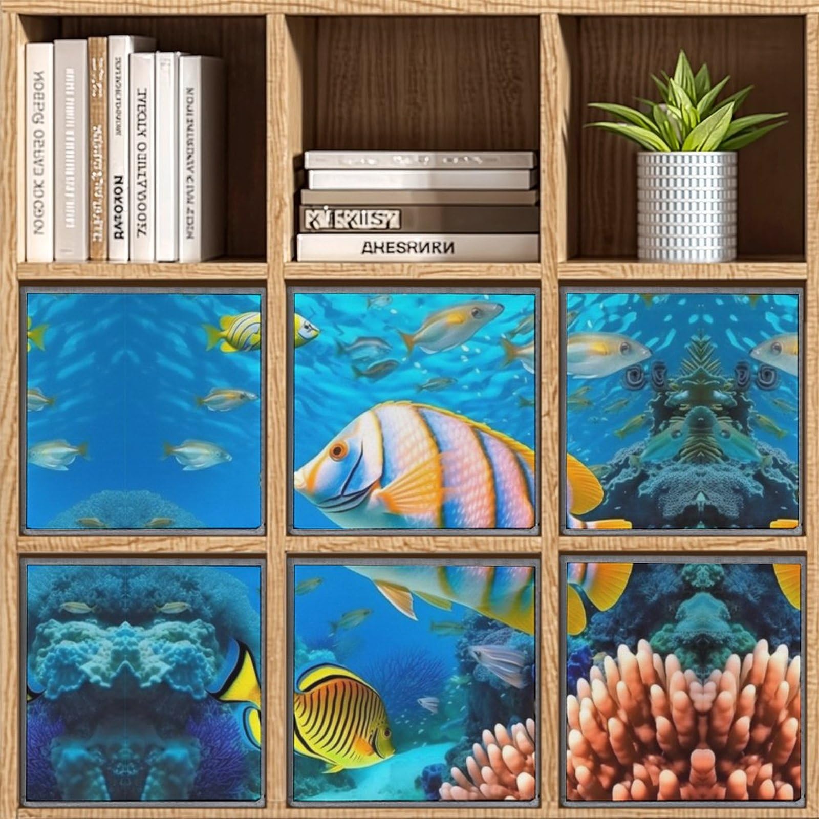 6-Pack Collapsible Storage Baskets with Handles - Large Closet Organizer for Clothes, Toys & Home Organization | Durable Fish-Themed Storage Bins for Bedroom, Bathroom & Kids Room