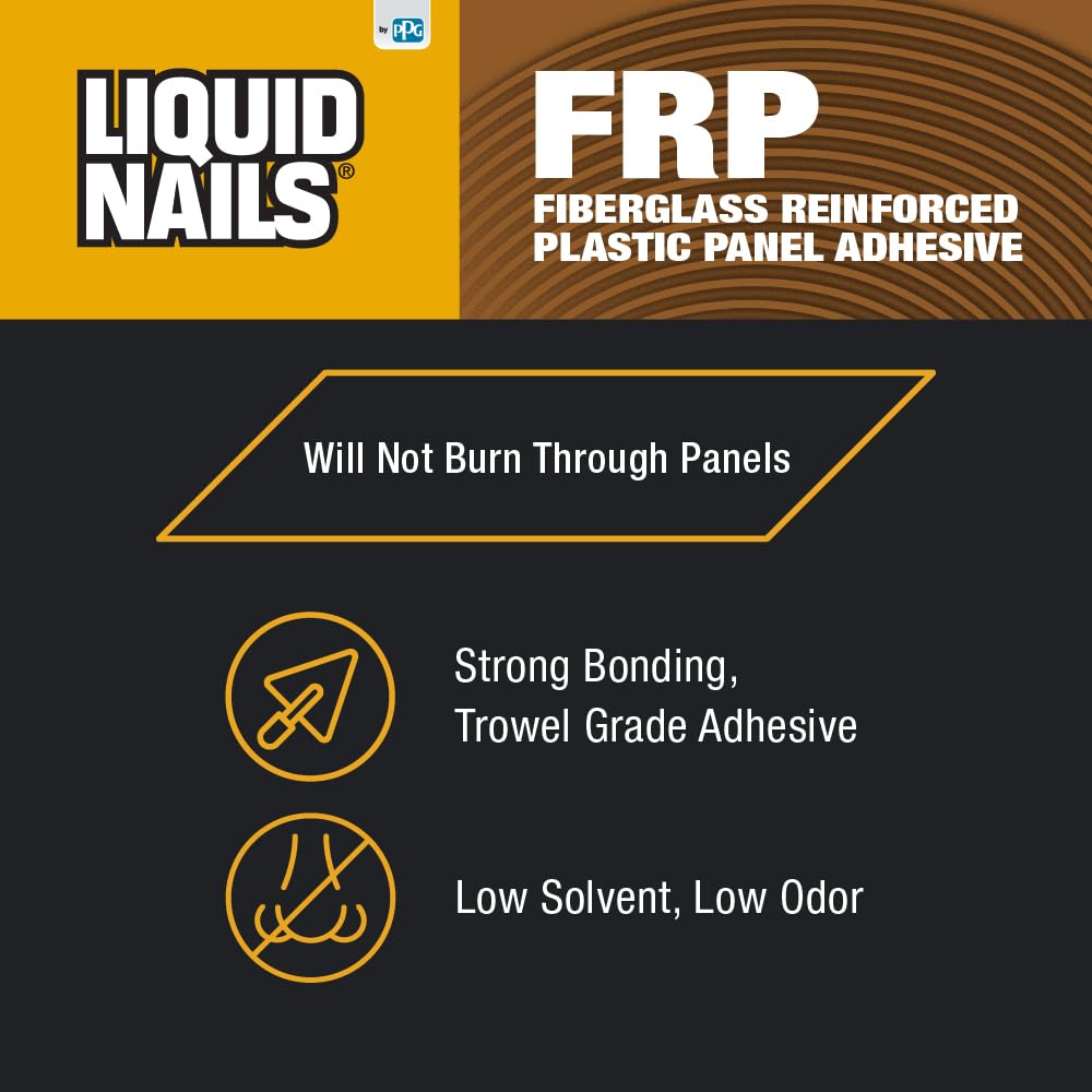Liquid Nails FRP-310 Fiberglass Reinforced Panel Adhesive - 3.5 Gallon White Construction Adhesive for FRP Panels, Bathroom Walls & Commercial Kitchens