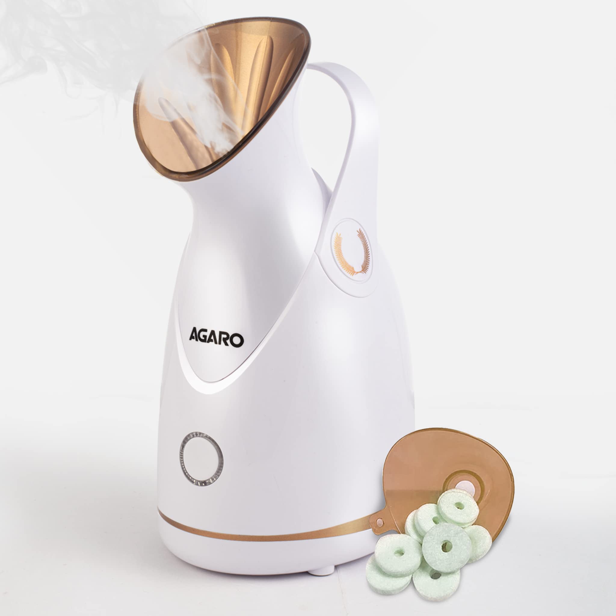 Agaro Nano Ionic Facial Steamer with 100ml Water Tank - Hot Mist Moisturizer for Skin Pores & Spa Treatment | Home Sauna for Adults & Kids | Rose Gold (FS2117) | Perfect for Daily Skincare & Relaxation Therapy