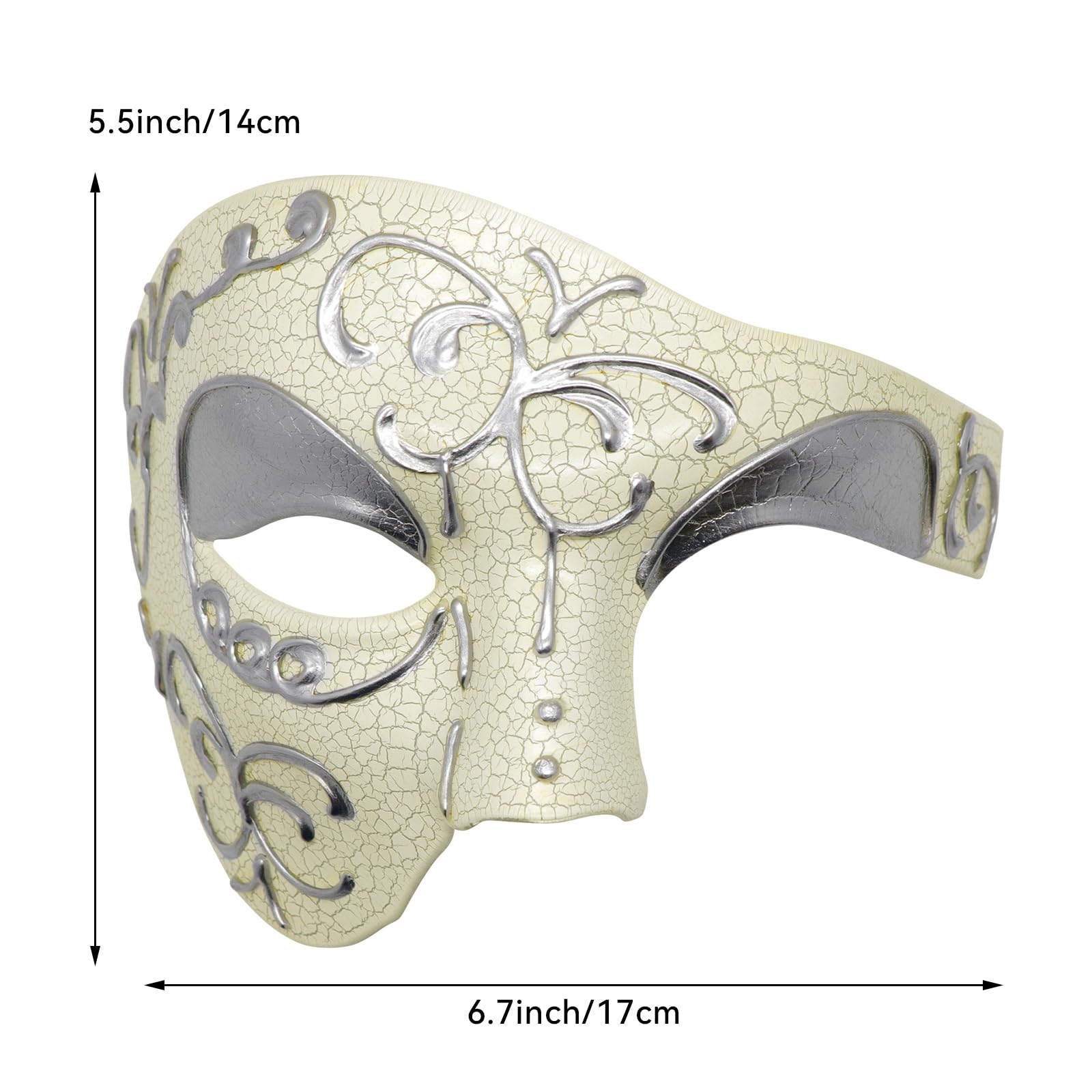 Thmyo Half Face Venetian Carnival Mask - Vintage Phantom of the Opera Design for Men - Perfect for Masquerade Balls, Halloween Costumes & Themed Parties