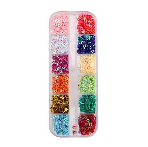 Colorful 3D Nail Art Sequins - 6 Shapes/Box (Flower, Heart, Star, Hollow) for DIY Nail Decorations | Glitter Rivet Embellishments for Manicure & Nail Art Designs | Perfect for Home Salon, Parties, and Gift Giving