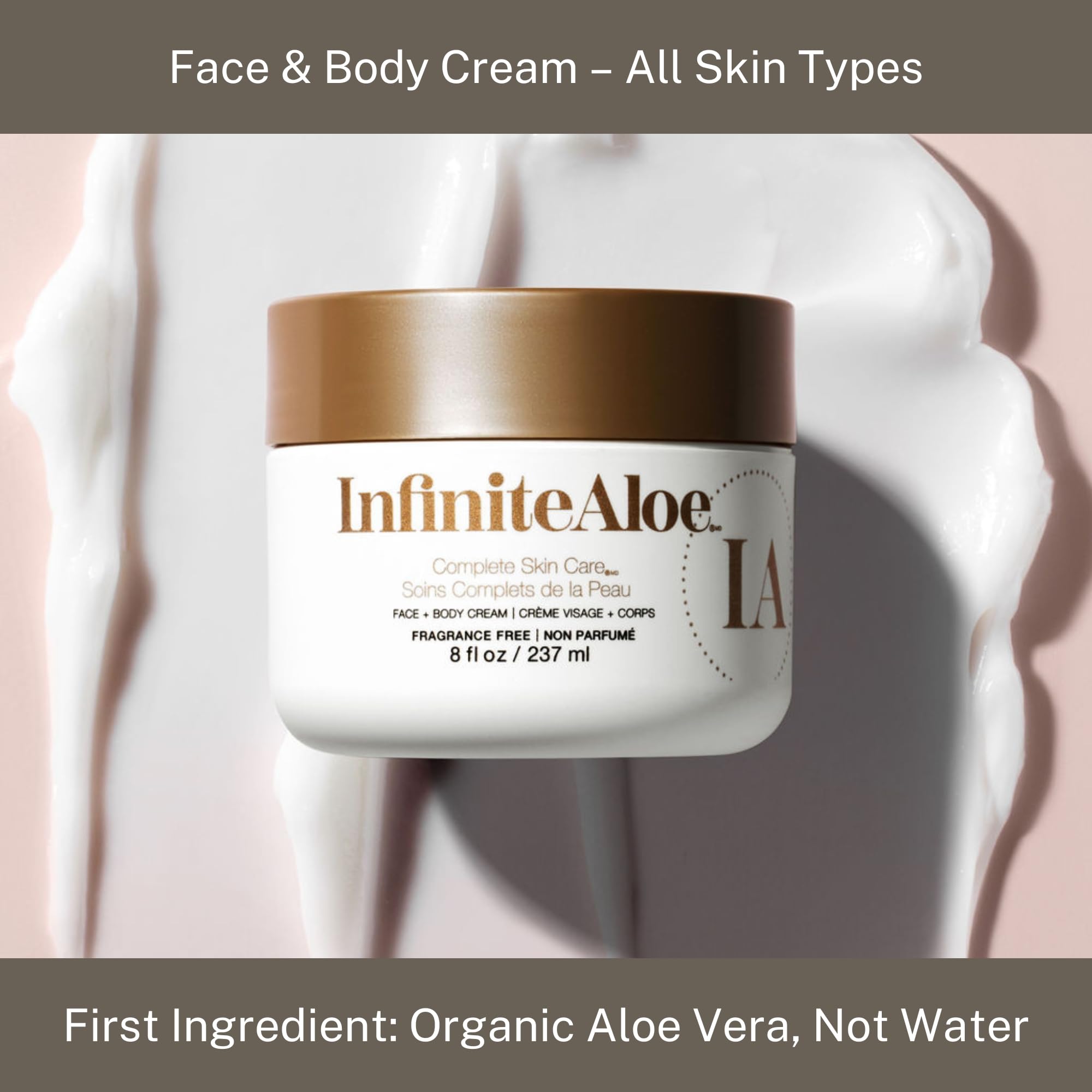 Aloe Vera Face & Body Cream for Dry Skin - 2 oz, Fragrance-Free for Sensitive Skin