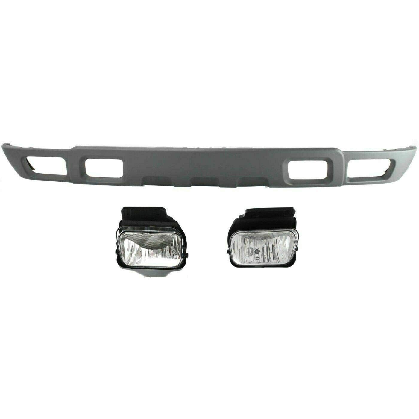 Textured Gray Front Lower Valance with Fog Lights - Direct Replacement for Chevrolet Silverado 1500/2500/3500 (2004-2006) - Right Passenger & Left Driver Side - OEM Part Numbers 10397999, 15791433, 15791434 - Perfect for Off-Roading & Truck Customization