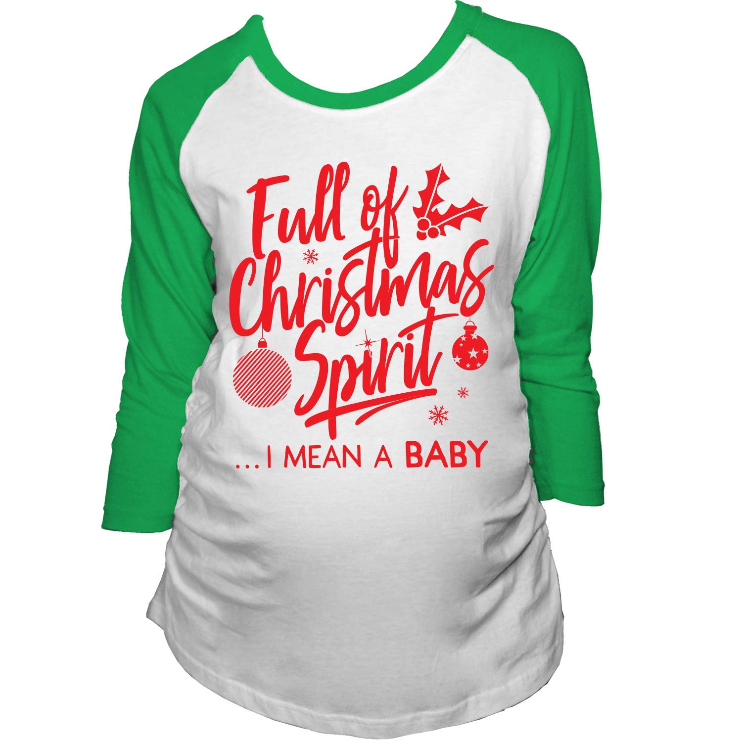 Pregnancy Announcement Maternity Raglan T-Shirt - Christmas Themed Baby Reveal Top for Expecting Moms | Perfect for Holiday Photos & Gender Reveal Parties