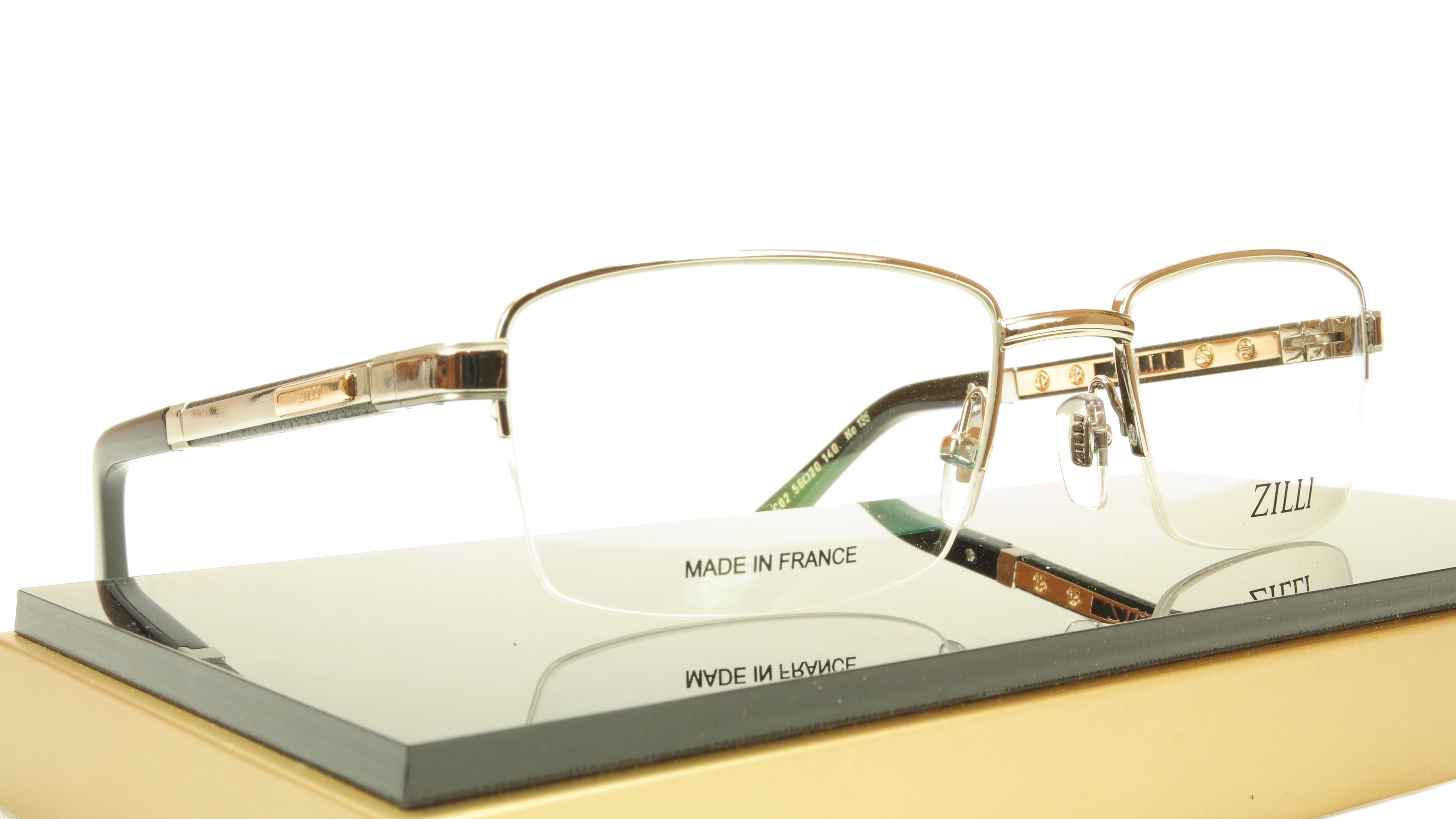 Premium ZILLI Eyeglasses Frame - Handmade in France with Acetate, Leather & Titanium (Model ZI 60014 C02) - Luxury Reading & Fashion Statement for Professionals
