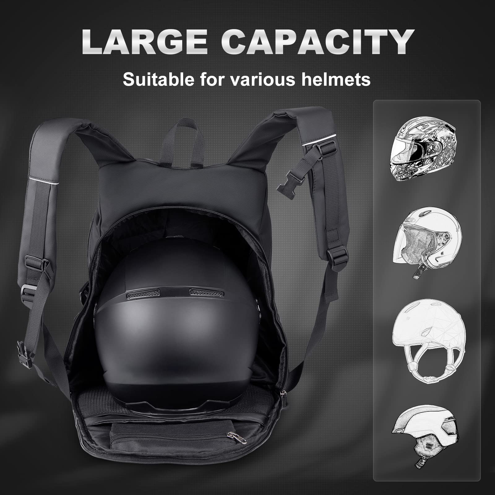Men's Motorcycle Backpack - Large Waterproof Helmet Backpack with Laptop Compartment | Durable Travel & Commuter Backpack for Bikers & Outdoor Adventures