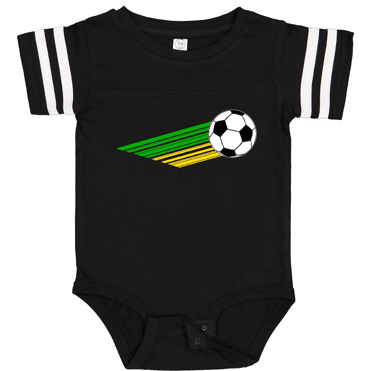Inktastic Green and Yellow Soccer Baby Bodysuit - Cute Infant Onesie for Soccer Fans, Game Day Outfit, Newborn Photo Shoot, and Sports-Themed Gifts