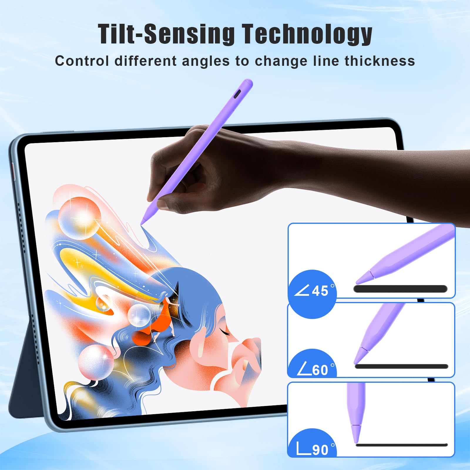 2nd Gen Apple Pencil for iPad (2018-2024 Models) - Fast Charging Stylus Pen Compatible with iPad Pro 11