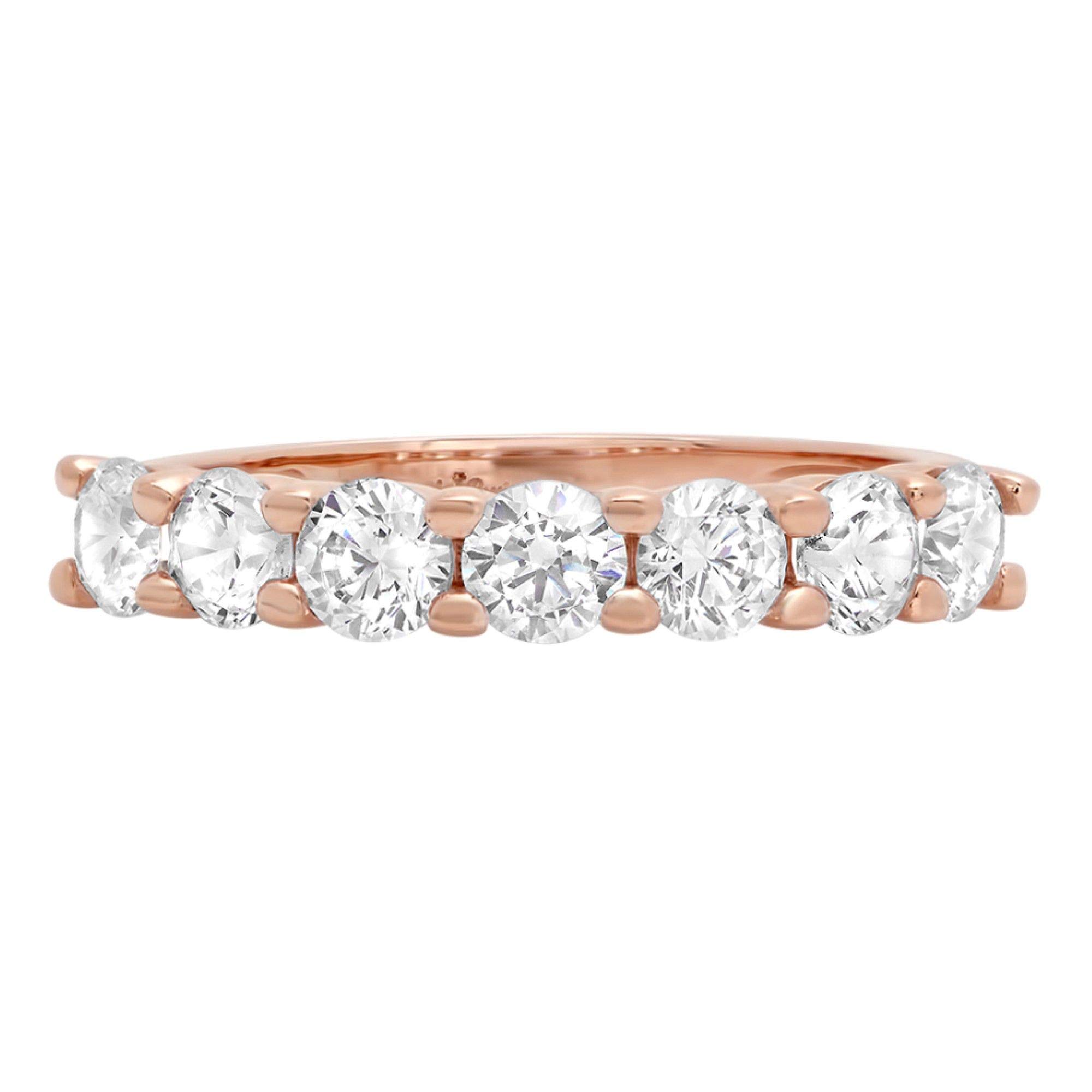 1.05 Carat VS1-VS2 I-J Round Brilliant Cut Genuine Cultured Diamond - 14K Rose Gold Stackable Engagement Wedding Band Ring for Women - Perfect for Promise Rings, Anniversary Gifts & Bridal Jewelry Sets