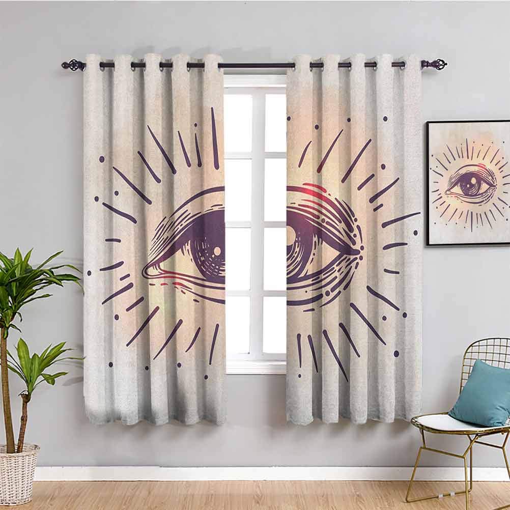 Thermal Insulated Blackout Curtains 72x72 Inch - Soundproof Room Darkening Drapes in Peach, Eggplant & Yellow for Bedroom, Living Room & Home Theater