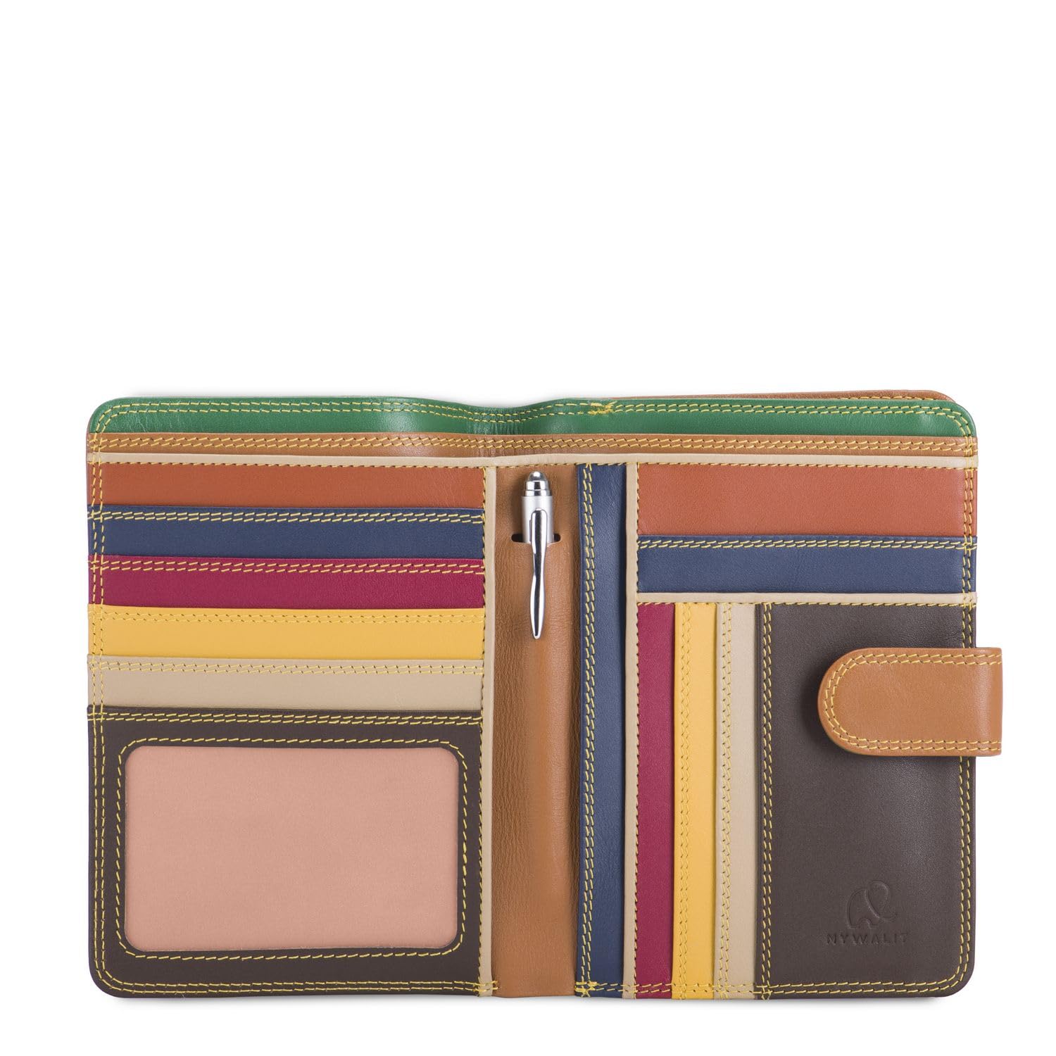 Mywalit Large Snap Wallet for Men & Women - 10 Card Slots, ID Window, Note Section, Coin Pockets with Included Pen | Perfect for Travel, Business & Everyday Use