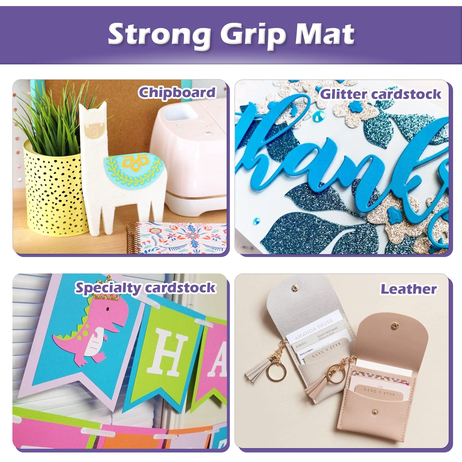 HTVRONT Strong Grip Cutting Mats 12x12 for Cricut Maker 3, Maker, Explore 3, Air 2, Air, One - 2 Pack Purple Sticky Replacement Mats for DIY Crafts, Vinyl Cutting, and Scrapbooking Projects