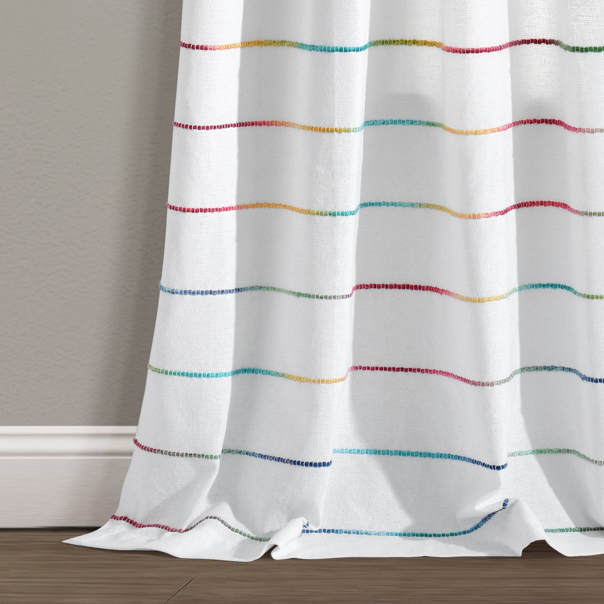 Ombre Stripe Yarn Dyed Recycled Cotton Blend Window Curtain Panel Set - Eco-Friendly Home Decor for Living Room & Bedroom