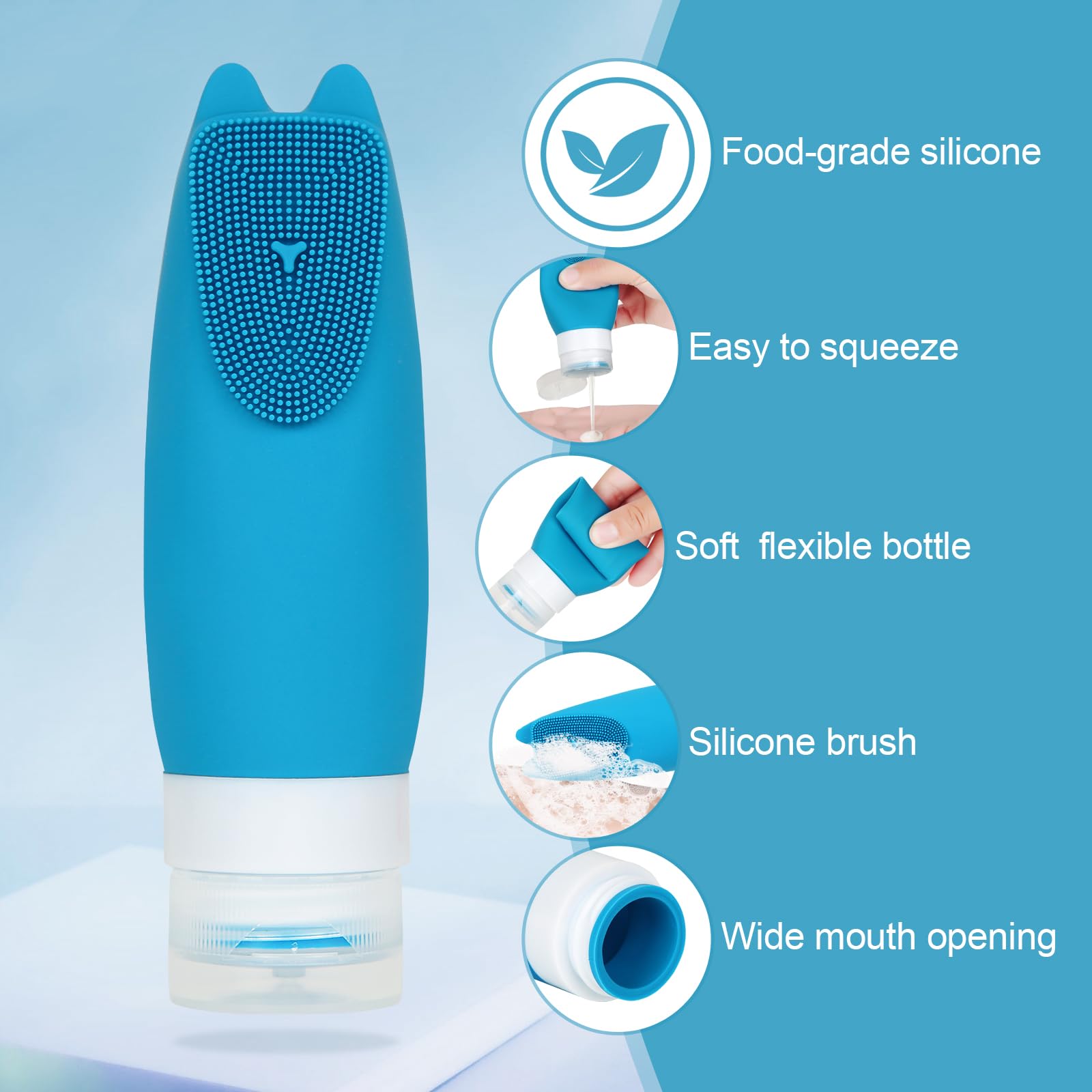 16-Piece TSA Approved Leak-Proof Silicone Travel Bottles Set (3oz) - Refillable Toiletry Containers for Shampoo, Conditioner & Cosmetics with Free Travel Pouch - Perfect for Air Travel, Gym & Vacation Essentials
