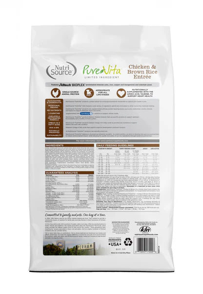 NutriSource Pure Vita Grain-Free Dry Dog Food for Adult Dogs - Chicken & Rice Recipe - High Protein, Digestive Health - Perfect for Active Dogs & Daily Nutrition
