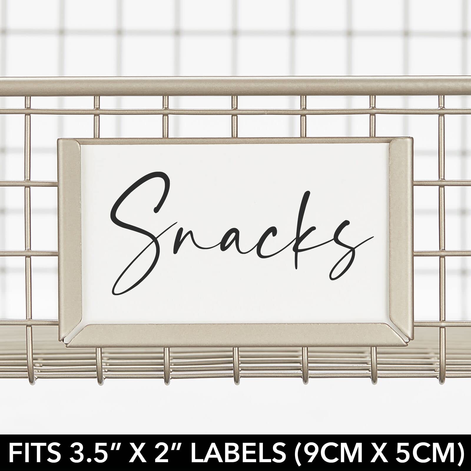 mDesign Slanted Metal Kitchen Food Storage Organizer Bin Basket with Label Slot - Cabinet, Countertop & Pantry Organizer for Produce, Fruits & Vegetables | Omaha Collection, 2-Pack, Satin Finish | Perfect for Kitchen Organization & Decluttering