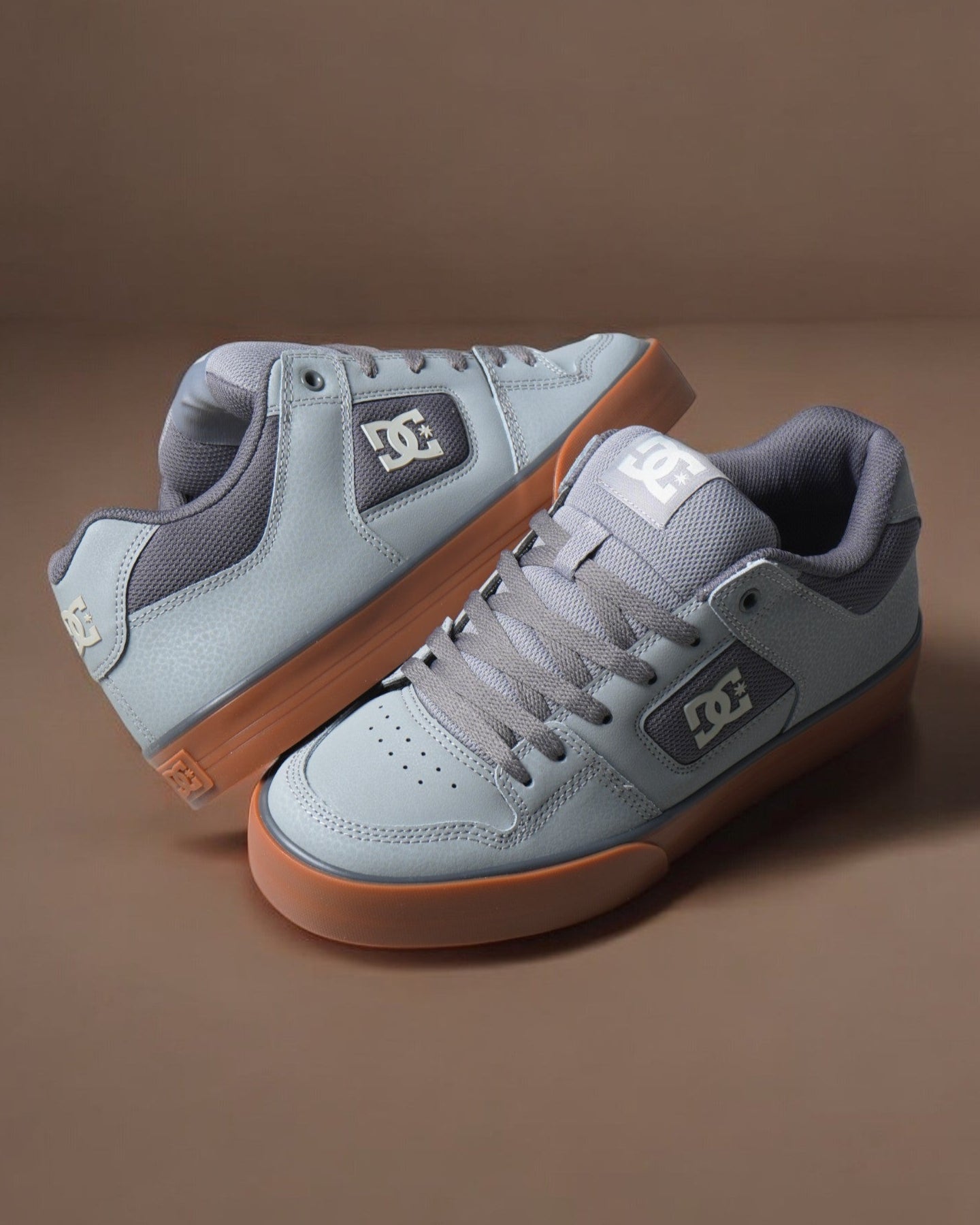 DC Pure Grey Brown Skate Shoes for Men & Women - Comfortable Sneakers for Skateboarding, Casual Wear & Street Fashion