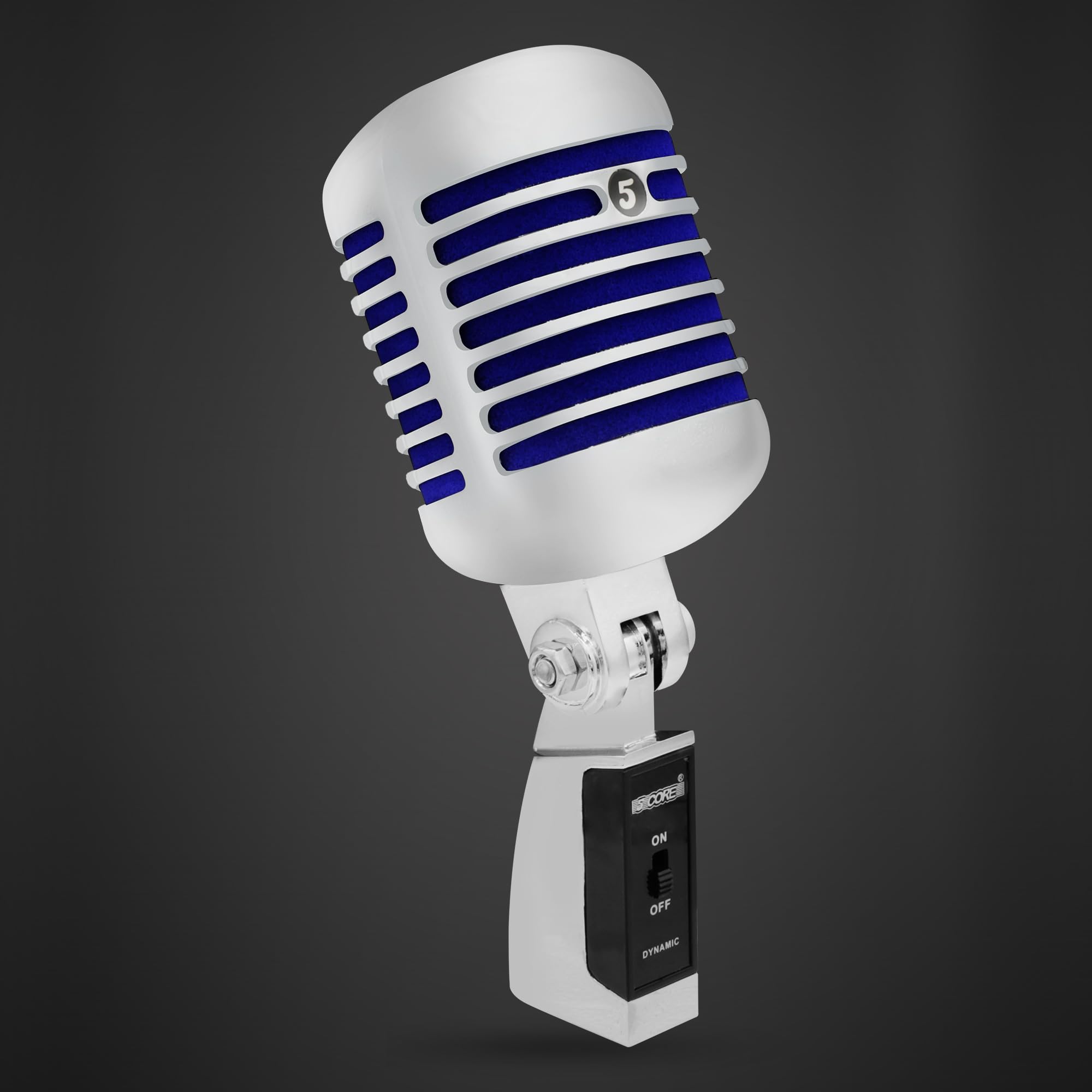 Vintage RTRO MIC CH BLU - 5 Core Dynamic XLR Microphone for Professional Studio Recording, Live Singing & Broadcasting | Retro Style Wired Mic with Iconic Design for Podcasting, Karaoke & Stage Performances