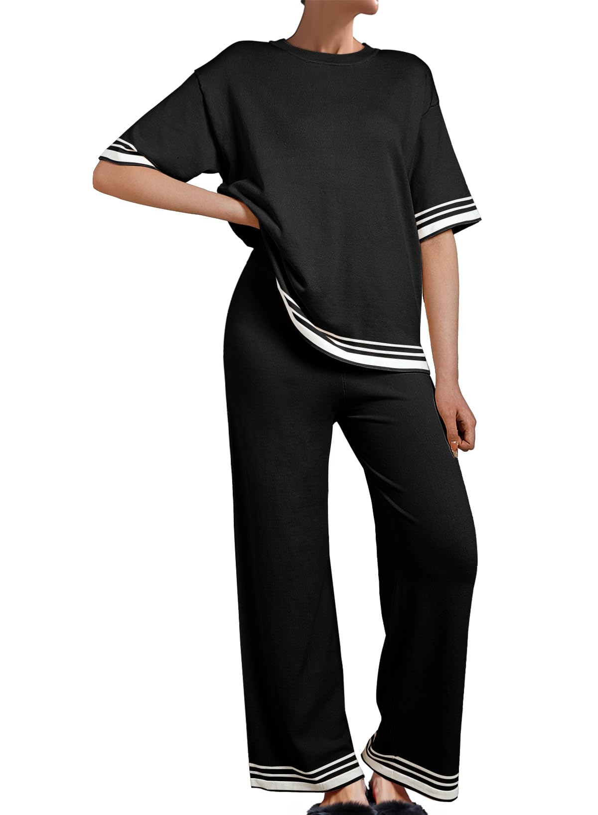 Women's Casual 2-Piece Lounge Set - Soft Knit Sweater & Pants Pajama Set for Home, Sleep & Relaxation | Cozy Outfit for Women | SHEWIN Comfort Wear