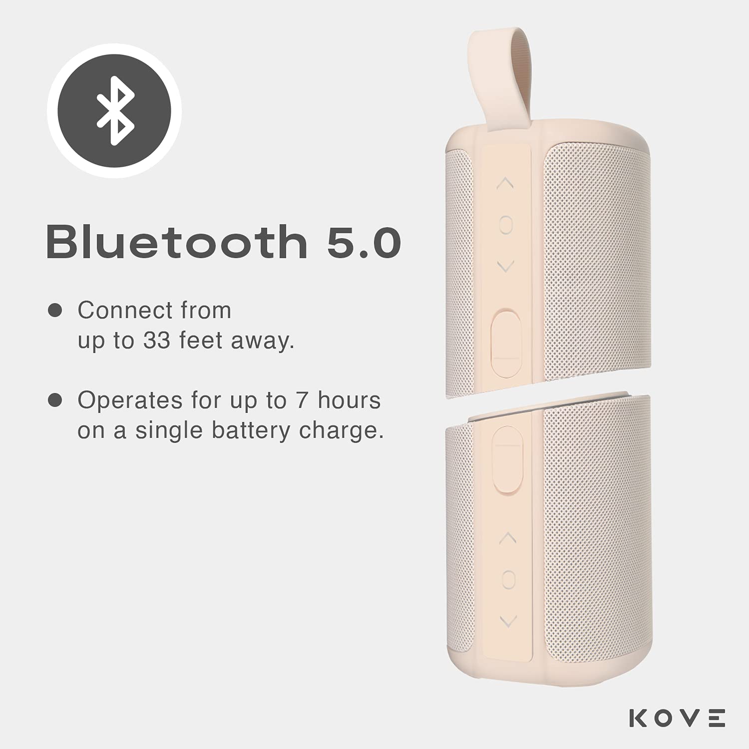 KOVE Commuter 2 Portable Bluetooth Speaker - Wireless HD Sound with Deep Bass, Built-in Mic & IPX7 Waterproof - Perfect for Home, Outdoor, Travel, Beach & Pool Parties