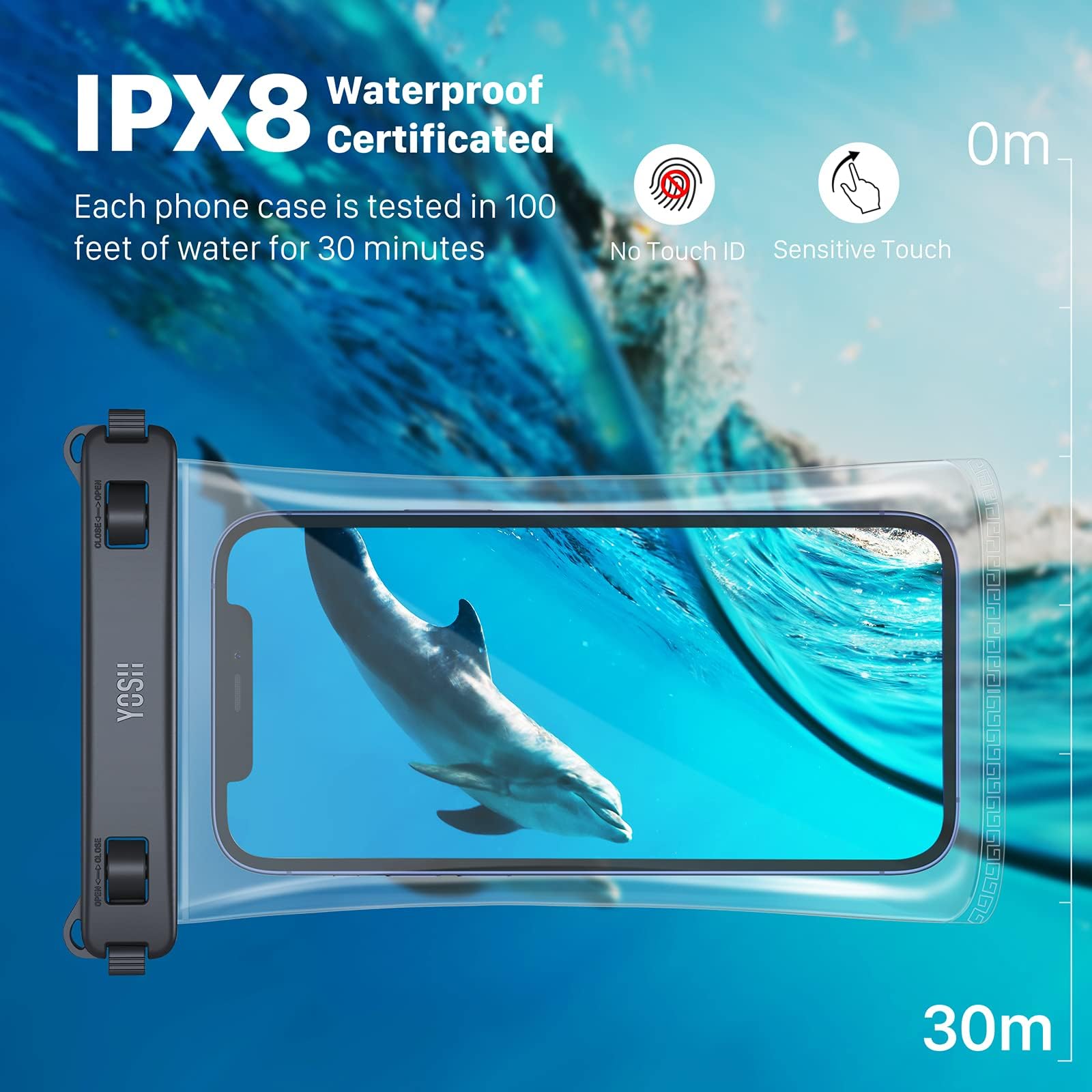 **YOSH Waterproof Phone Pouch [2-Pack] - IPX8 Waterproof Case for iPhone 16/15/14/13 Pro Max Plus & Samsung S24/S23/S22 Ultra (Up to 7.5