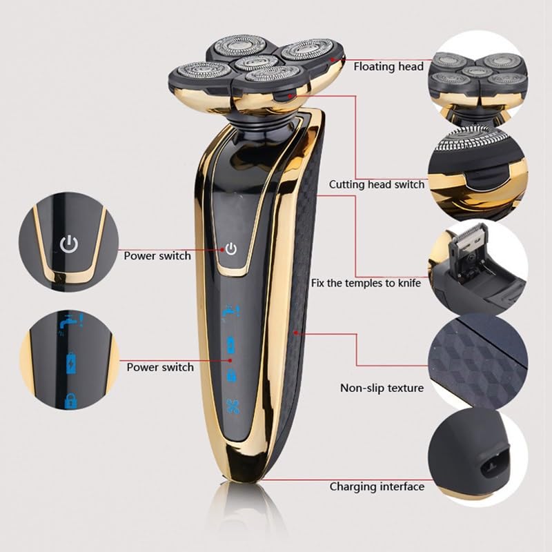 4-in-1 Electric Head Shaver for Bald Men - Rechargeable Wet/Dry Shaving Machine with Beard & Hair Trimmer | Perfect for Home, Travel & Gym Use