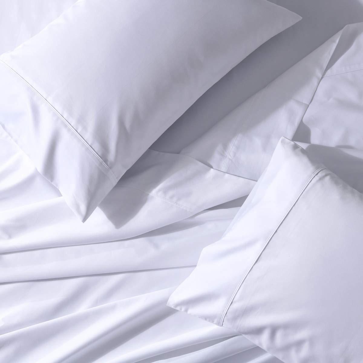 Premium 650 Thread Count Cotton Blend King/California King Waterbed Sheet Set - Wrinkle Resistant, Breathable & Soft - Perfect for Waterbeds, Luxury Bedrooms & Hotel Style Comfort (White)