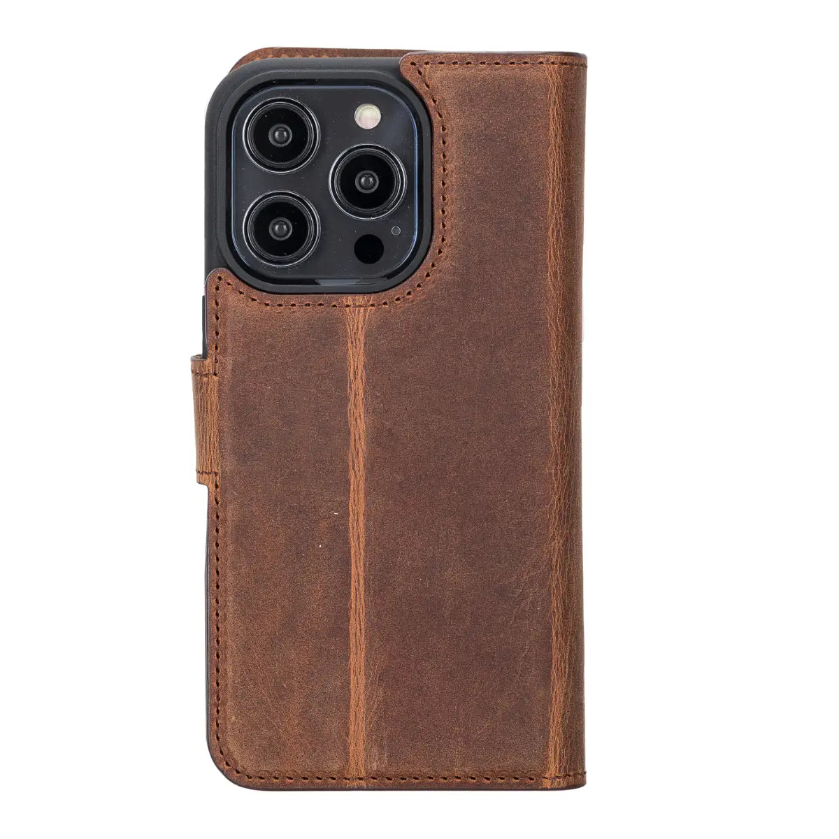 Distressed Brown Leather Wallet Case for iPhone 14 Pro - Slim Protective Cover with Card Holder | Perfect for Everyday Use, Travel & Business (iPhone 14 Pro)