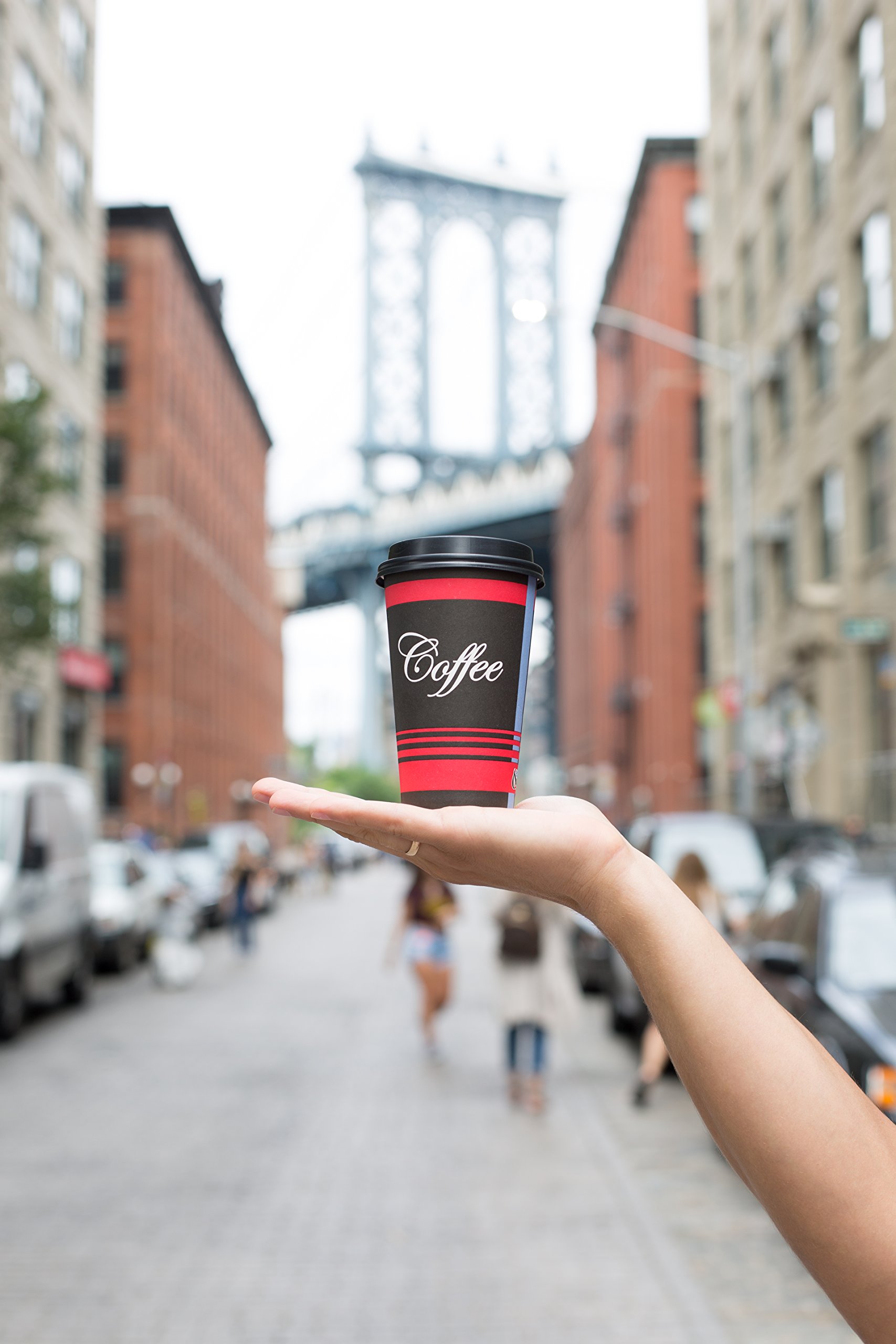 EcoQuality 300-Pack 16oz Disposable Paper Coffee Cups with Black Dome Lids, Sleeves & Stirrers - Hot/Cold Beverage Travel Mugs for Coffee, Tea, Chocolate & Latte - Perfect for Office, Parties, Cafes & On-the-Go Use