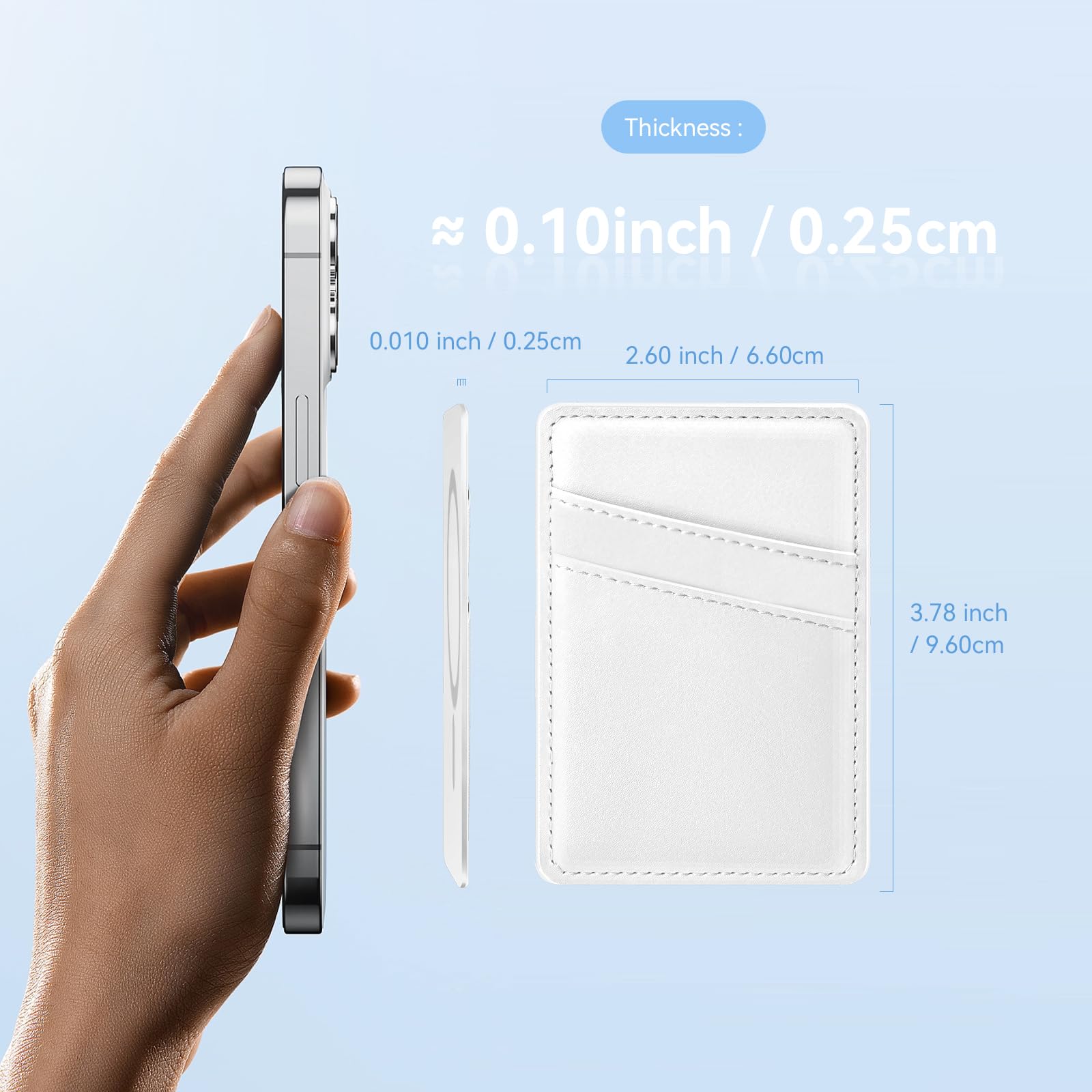 Magnetic Leather Wallet for iPhone 15/14/13/12 Series - Ultra Thin Magsafe Card Holder with 2 Independent Slots (White) | Perfect for Everyday Use, Travel & Contactless Payments