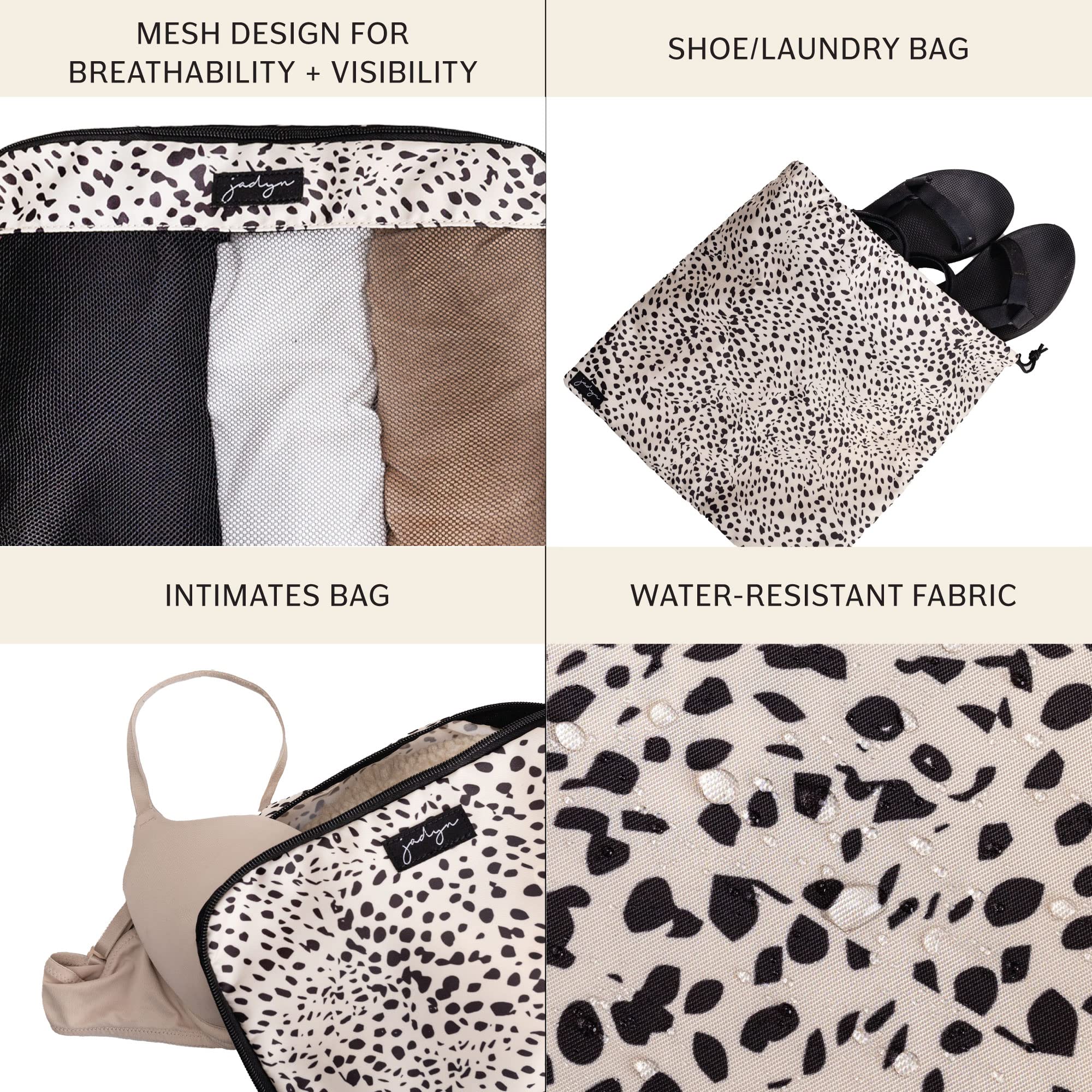 Jadyn 6-Piece Packing Cubes Set for Travel - Large Luggage Organizer for Suitcase, Duffel Bag & Backpack (Cheetah Print) - Perfect for Business Trips, Vacations & Weekend Getaways
