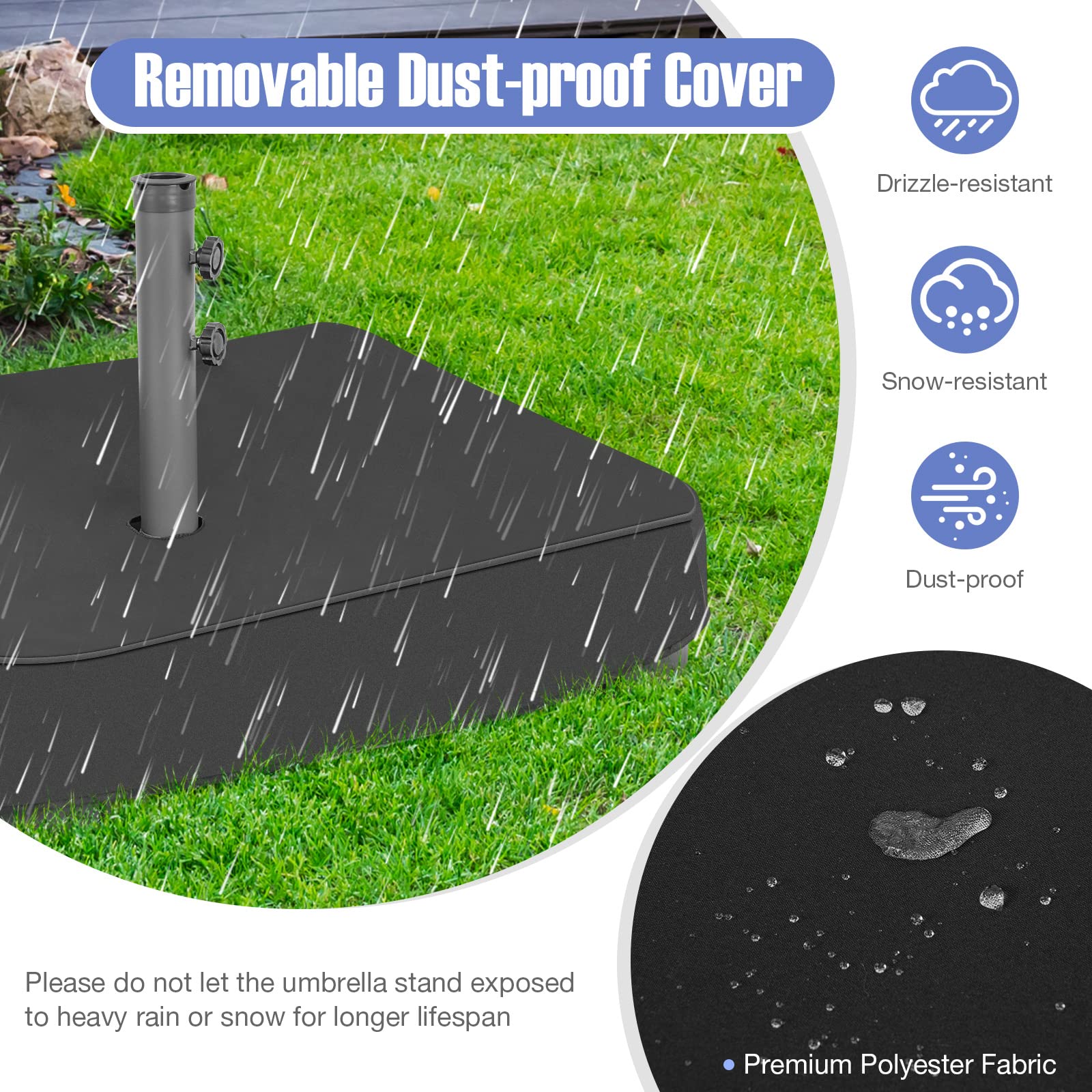 Heavy Duty 220 lbs Sand Filled Patio Umbrella Stand Base Holder with Sandbags - Perfect for Market Umbrellas, Double-Sided Umbrellas & Outdoor Patio Use - Ideal for Backyard, Garden, Poolside & Commercial Spaces