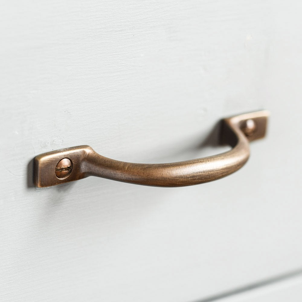Vintage Distressed Antique Brass D-Shaped Cabinet Pull Handle - Perfect for Kitchen Cabinets, Dresser Drawers & Furniture Restoration Projects