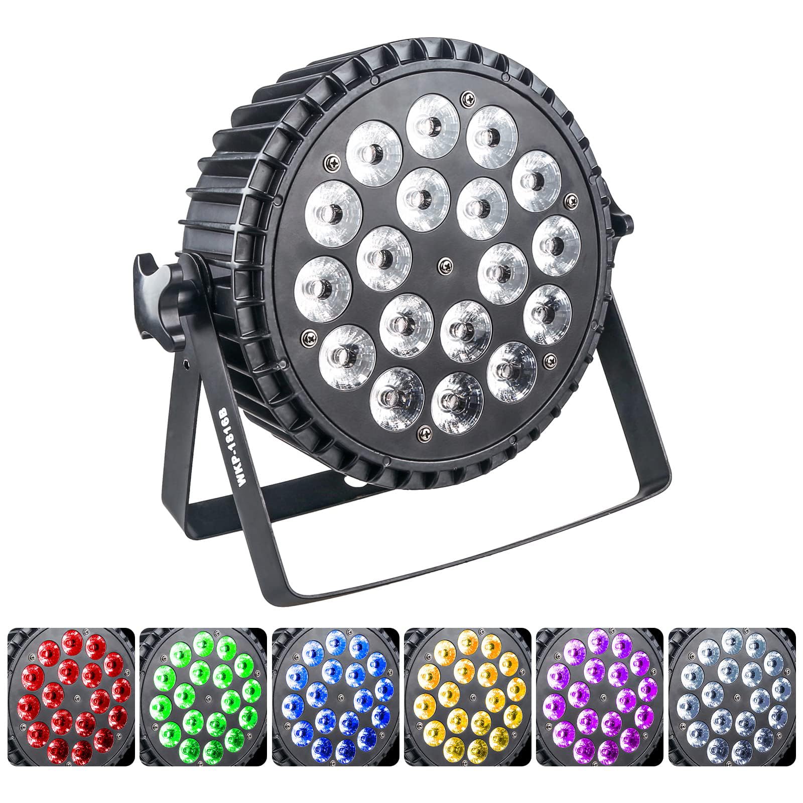 18x18W LED RGBWAUV 6-in-1 Par Can Lights - Professional DMX Stage Lighting & DJ Wash Lights with Sound Activation | Perfect for Weddings, Parties, Clubs & Live Events
