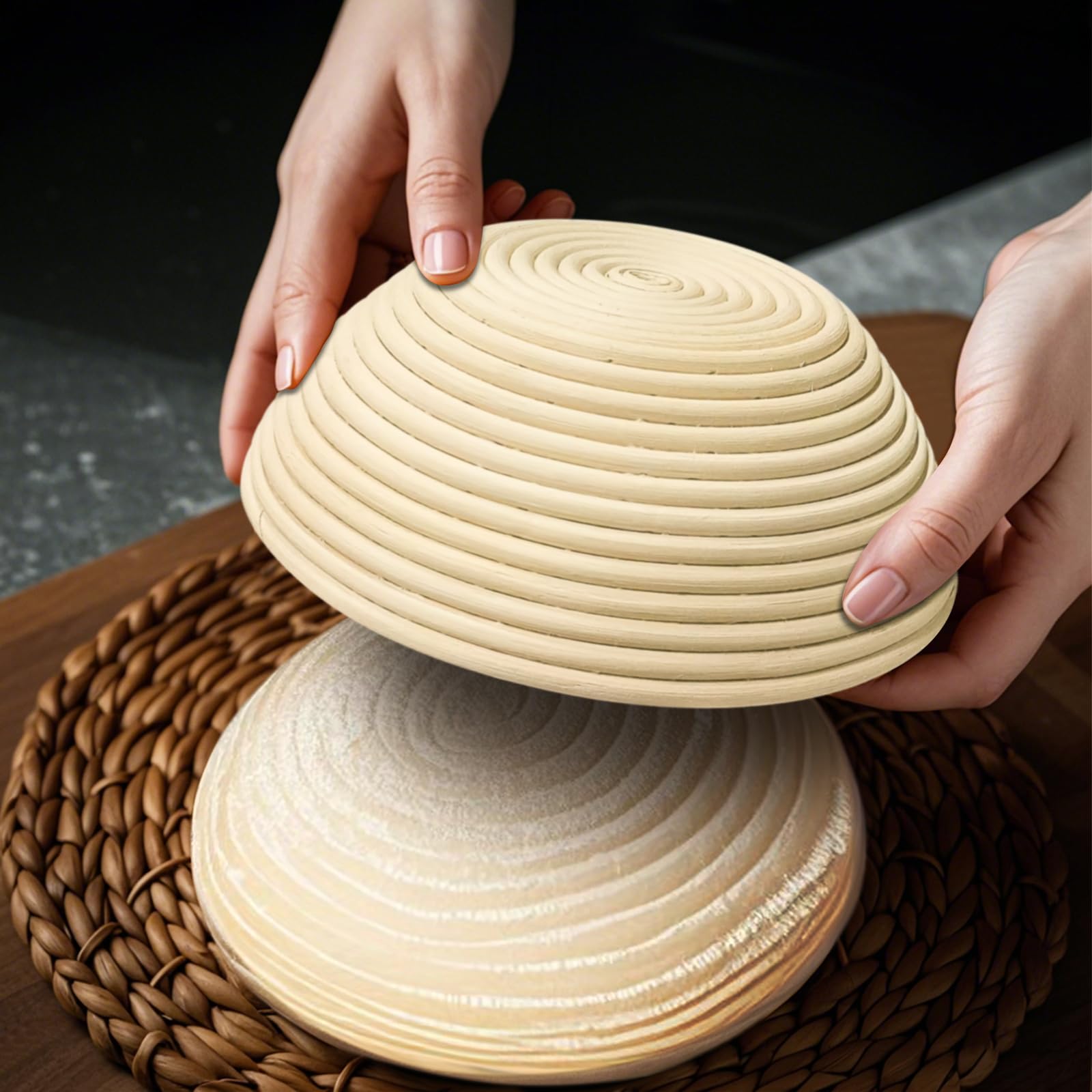 Banneton Bread Proofing Basket Set - 10 Inch Oval & 9 Inch Round Sourdough Proofing Baskets with Silicone Baking Mat & Danish Dough Whisk - Perfect Baker's Gift for Artisan Bread Baking at Home