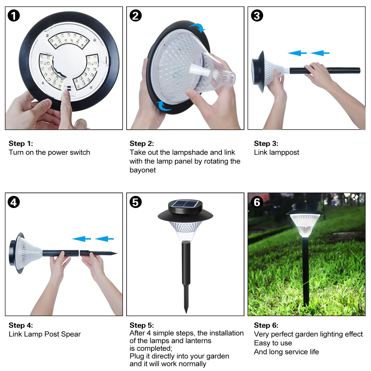 Solar Pathway Lights Outdoor - 2 Pack Super Bright LED Solar Garden Lights with 12 Hours Runtime, IP65 Waterproof for Yard, Landscape, Walkway - Perfect for Driveway, Patio, Deck and Backyard Lighting