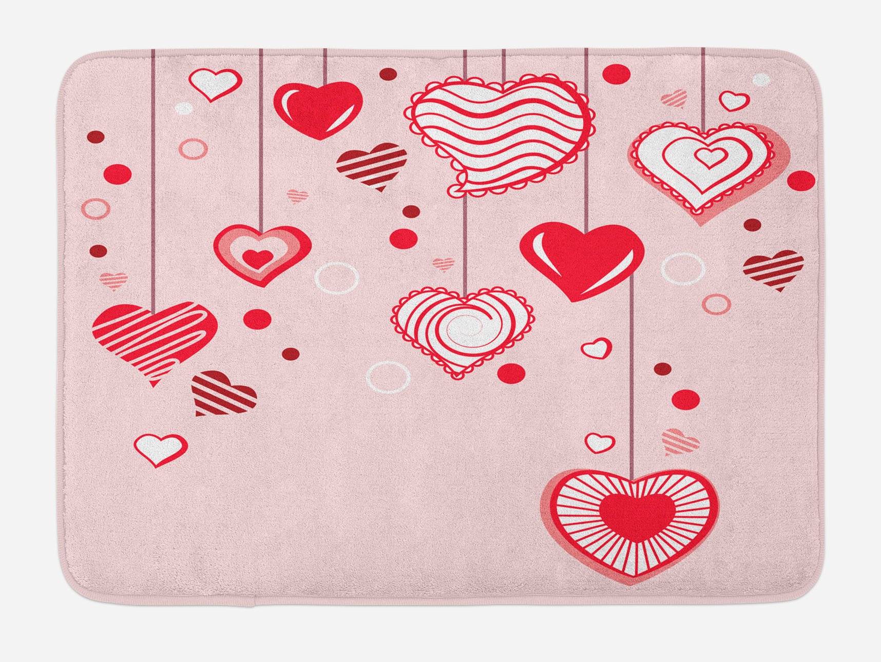 Ambesonne Romantic Love Bath Mat with Contour Hearts Design - Non-Slip Plush Bathroom Rug for Anniversary & Valentine's Day - 30.2