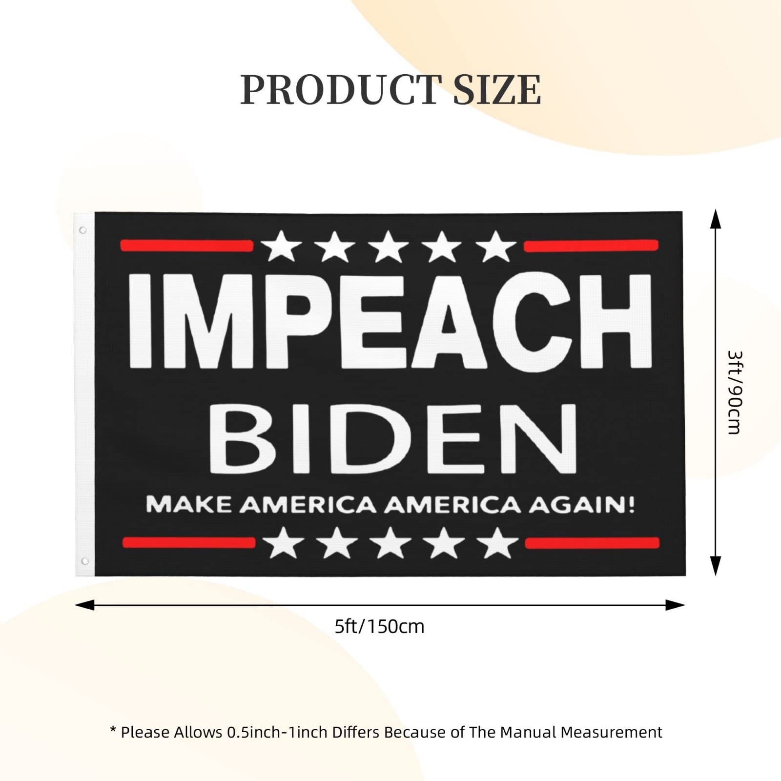 Impeach Biden - Make America Great Again Double Sided 3x5FT Outdoor Banner - Patriotic Yard Flag for Garden, Lawn & Political Events