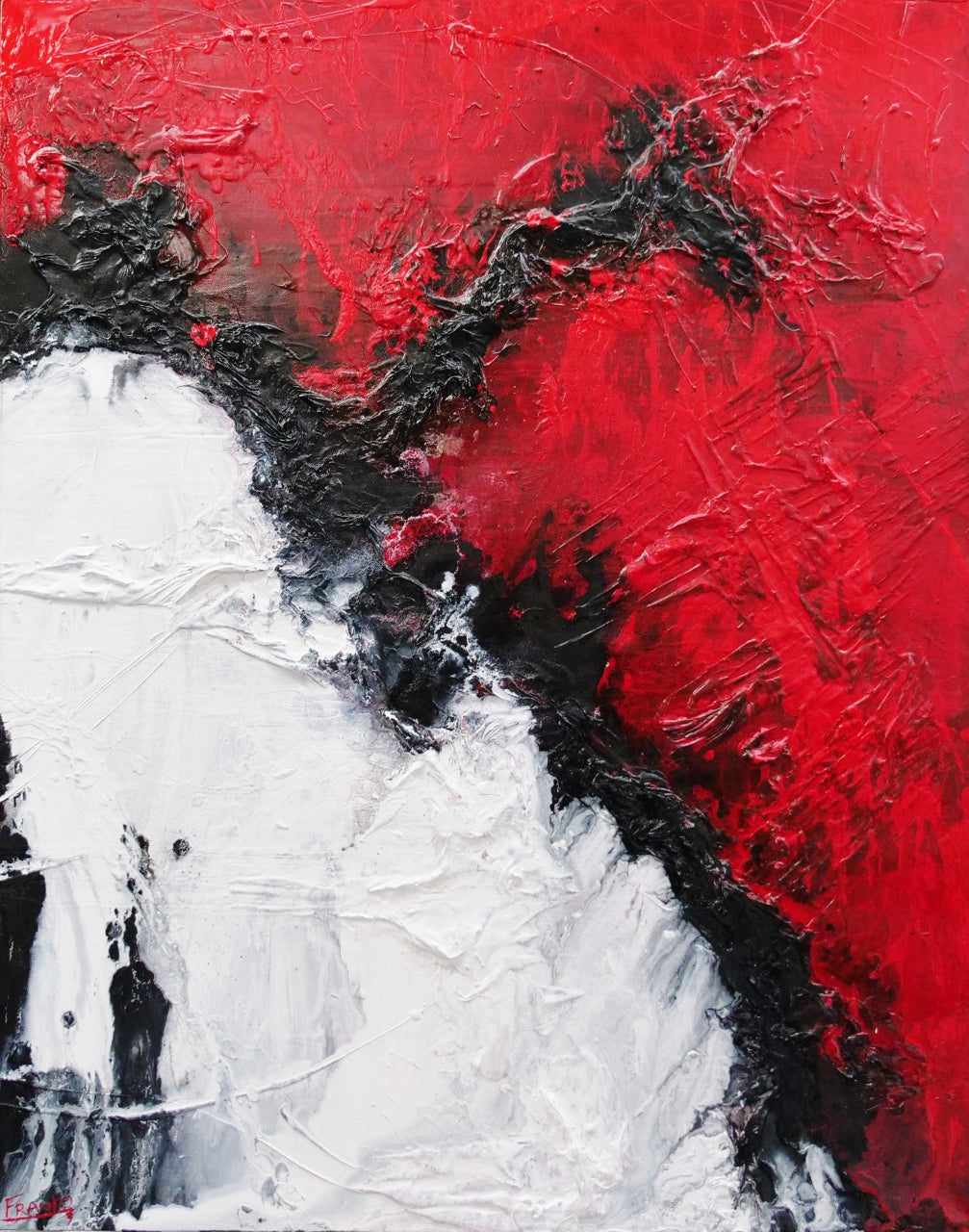 Scarlett Chemistry 120x150cm Black White Red Textured Abstract Canvas Wall Art - Modern Home Decor for Living Room, Bedroom & Office