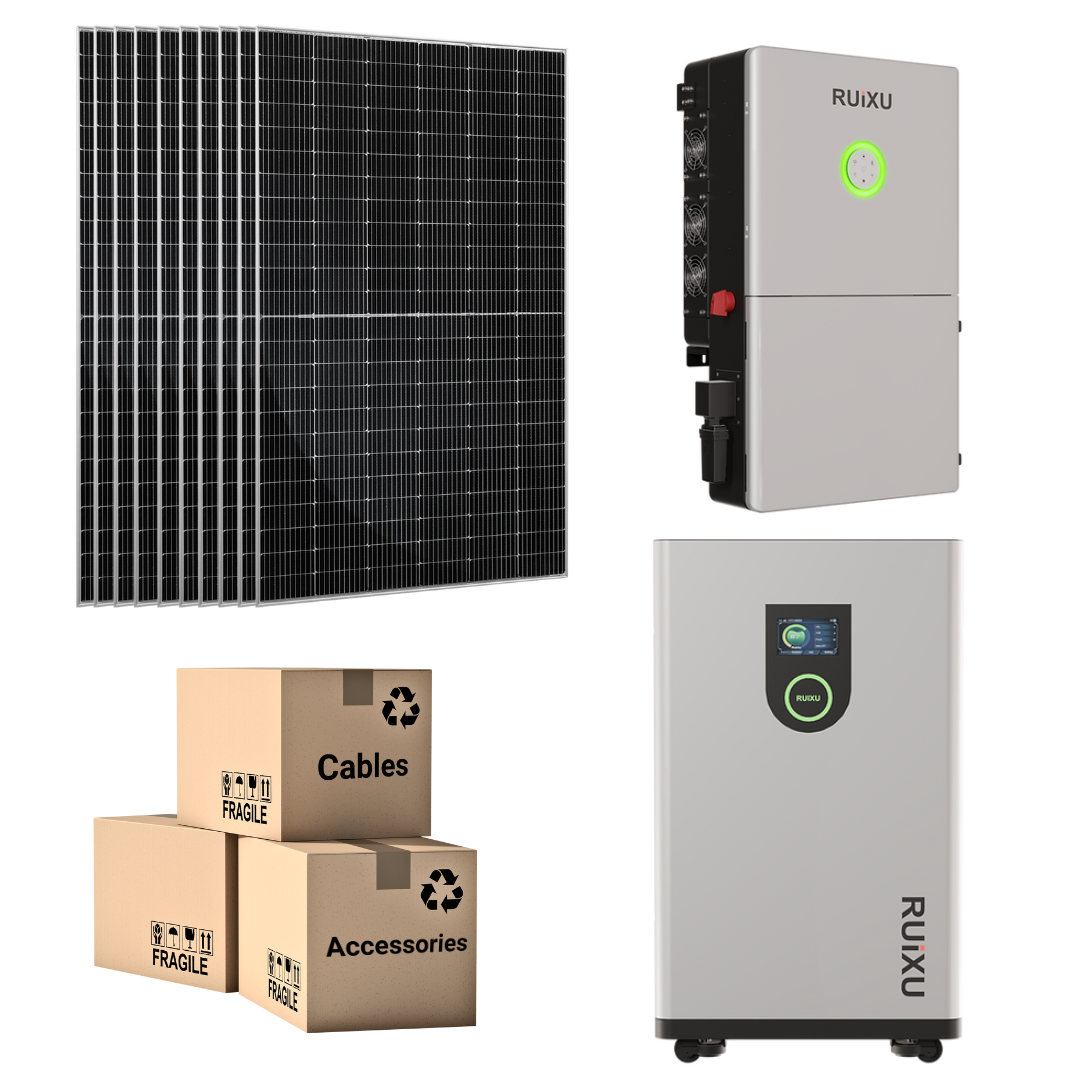 48V Solar Power Kit - 16kWh/32kWh Battery Bank + 11.4kW Hybrid Inverter + 550W Solar Panels for Home Backup & Off-Grid Power - Perfect for Emergency Power, RV, and Remote Cabins