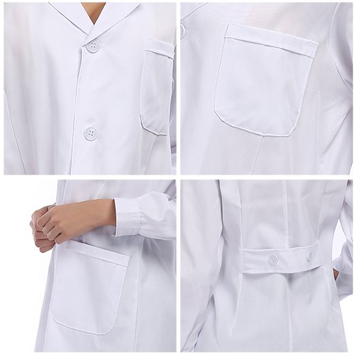Taylor Eddie Professional Lab Coat for Women - Long Sleeve Polyester Medical Coat, White Doctor Coat for Female Healthcare Workers - Perfect for Hospitals, Clinics & Lab Work