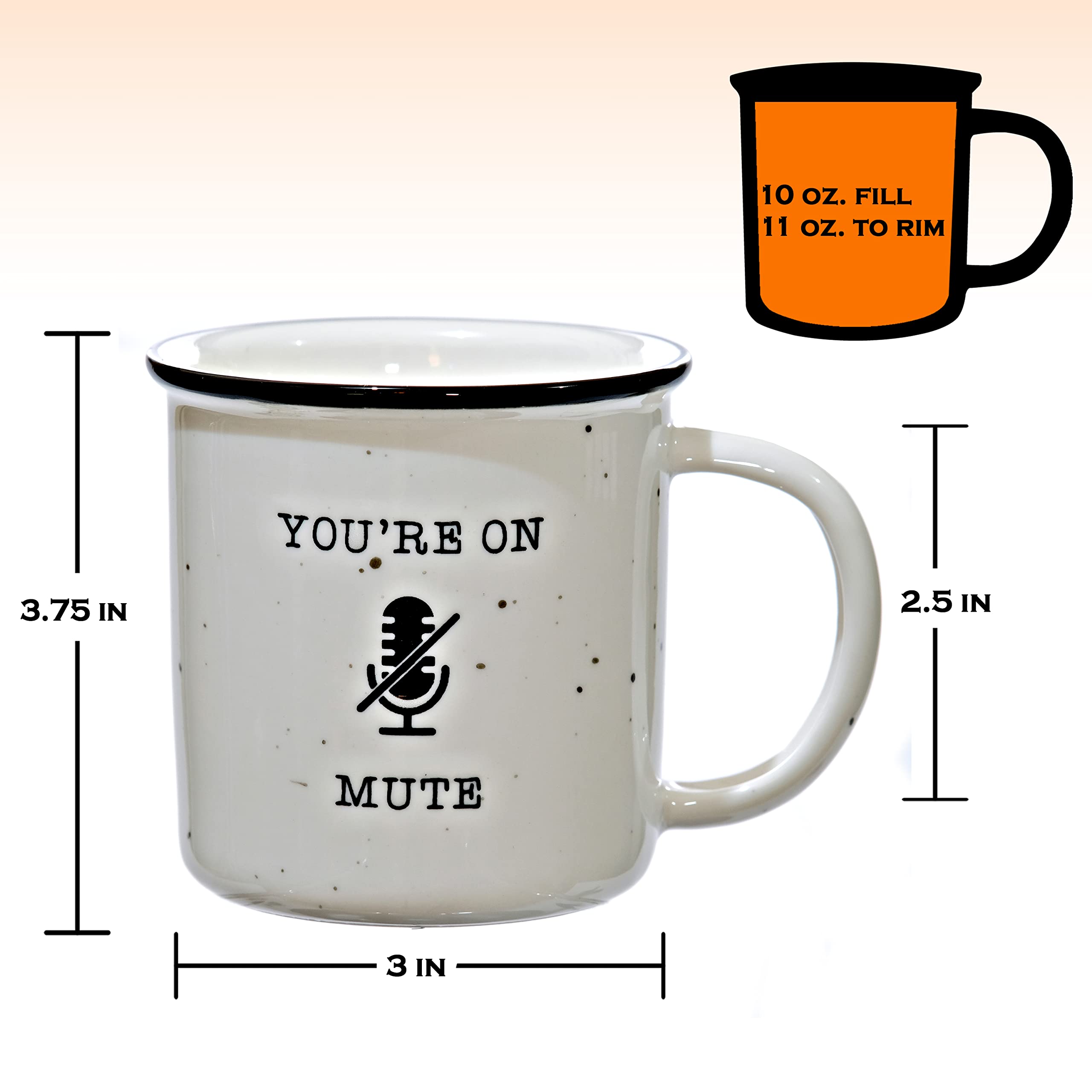 Funny 'You're On Mute' 11oz Ceramic Coffee Mug - Farmhouse Style Gift with Humorous Quote, Microwave Safe - Perfect for Teachers Day, Office Gifts & Virtual Meeting Humor