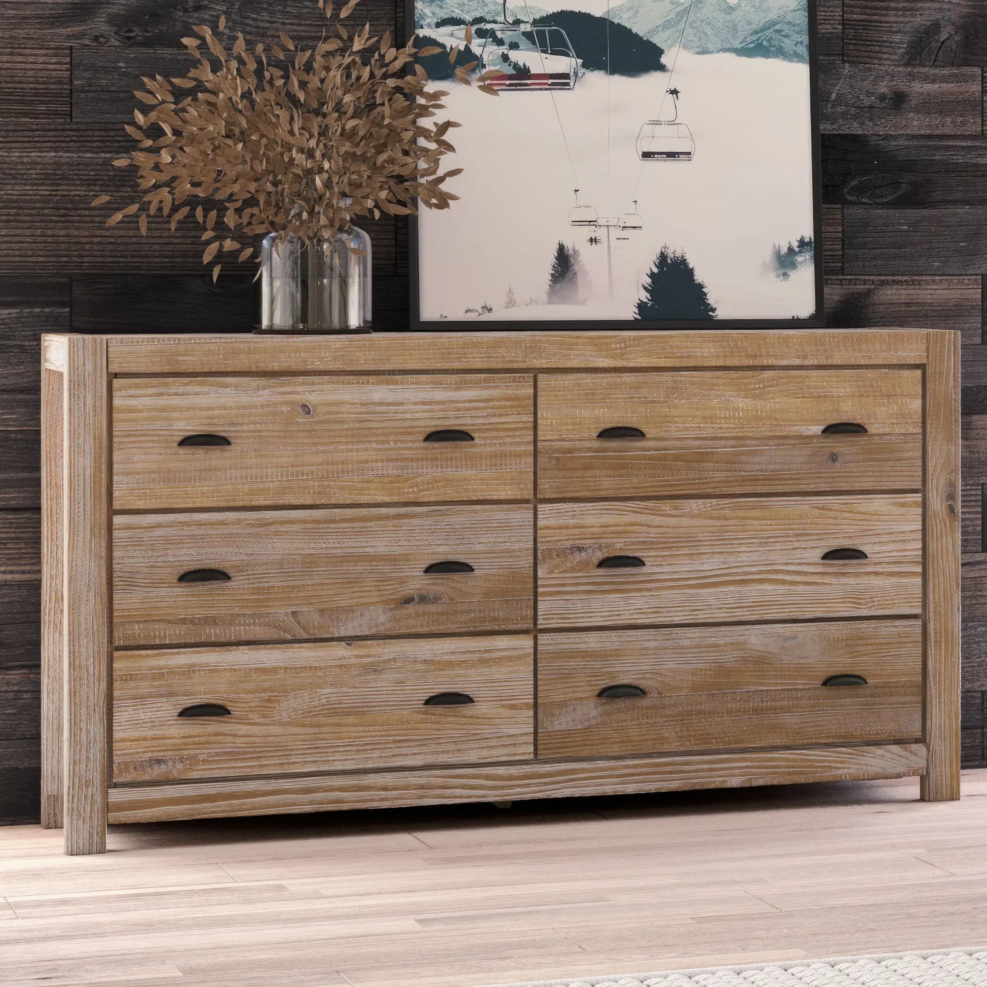 Montauk 6 Drawer Dresser - Solid Wood Bedroom Chest of Drawers for Storage & Organization - Perfect for Master Bedroom, Guest Room, or Dorm Decor