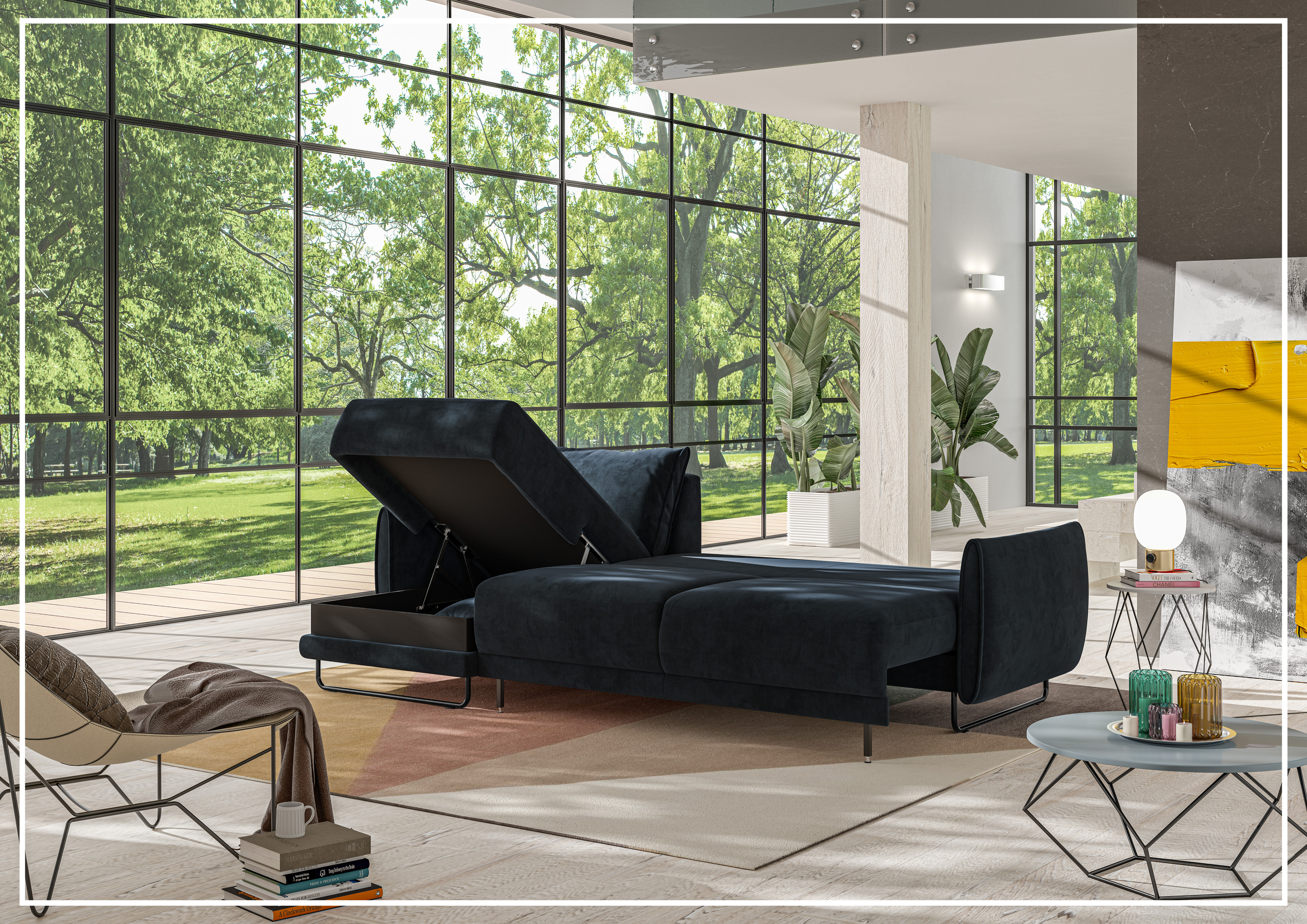 Luonto Dolphin Fabric Sectional Sofa Sleeper with Reversible Chaise & Storage | Modern L-Shaped Convertible Couch Bed | Perfect for Small Spaces, Living Rooms & Guest Rooms