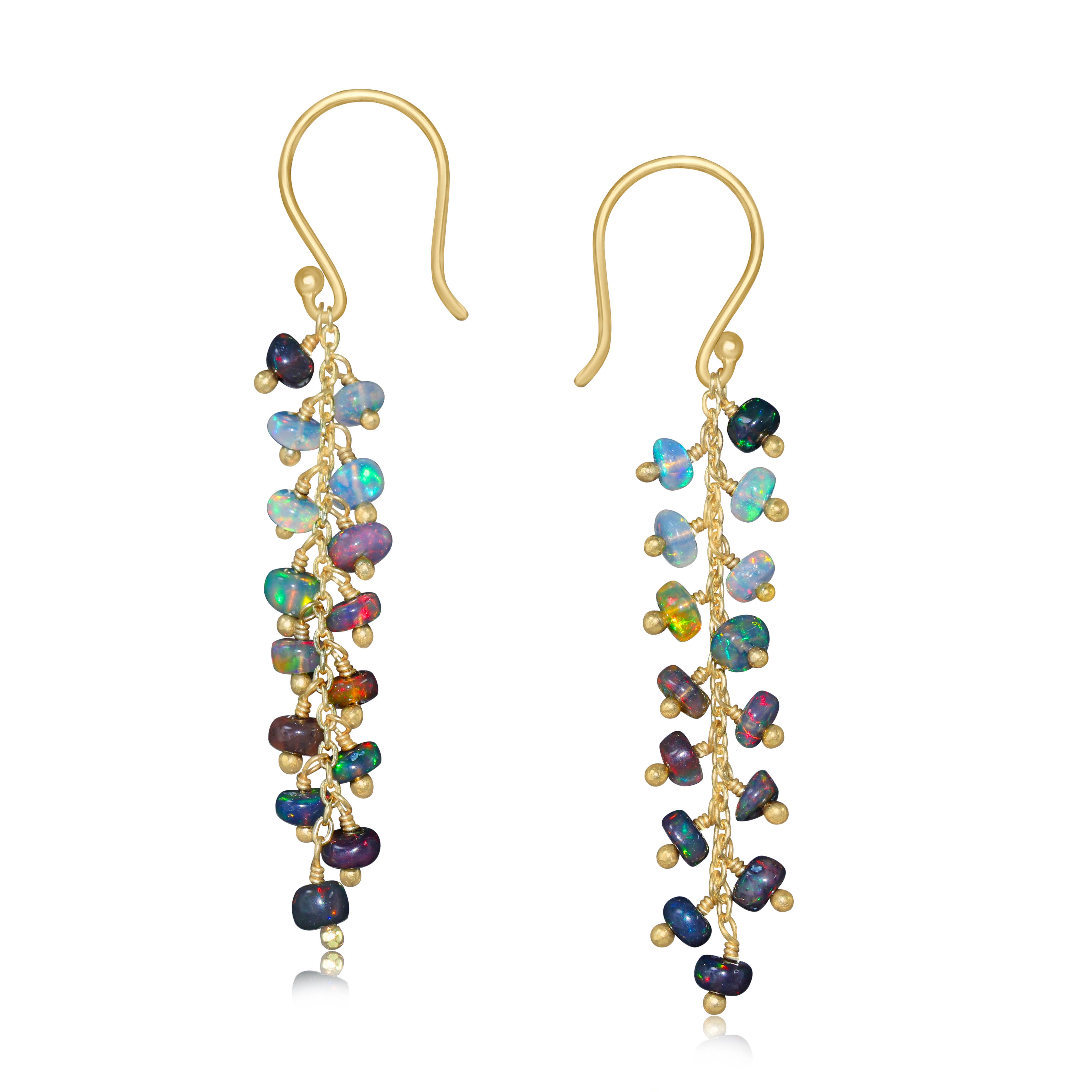 Handmade Black Fire Beaded Opal Earrings for Women - Boho Chic Dangle Earrings for Party, Wedding & Everyday Wear