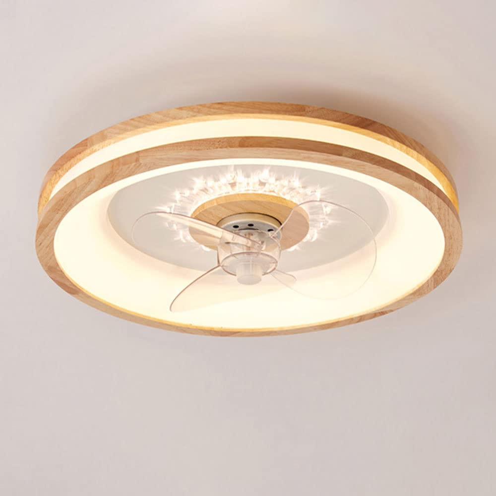 iBalody 20-Inch Log Color Ceiling Fan with Light - 60W LED Dimmable Wooden Fan, 3-Speed Quiet Flush Mount Indoor Ceiling Fan Lighting for Bedroom, Living Room & Office | Modern Rustic Home Decor