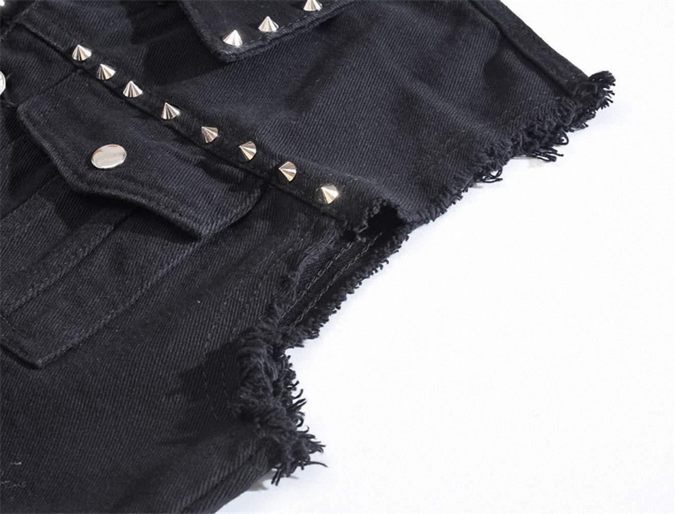 Men's Punk Rock Denim Vest with Rivet Details - Black Raw Edge Waistcoat Jacket for Casual Wear, Music Festivals & Street Style