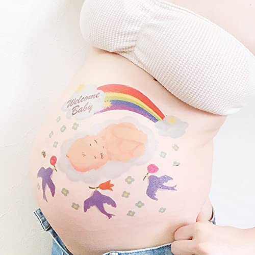 Tuzuru Pregnancy Belly Stickers - Cute Baby Bump Tattoo Stickers & Body Paint for Maternity Photos, Baby Showers & Gender Reveals - Perfect Maternity Gift for Expecting Moms (Style B)